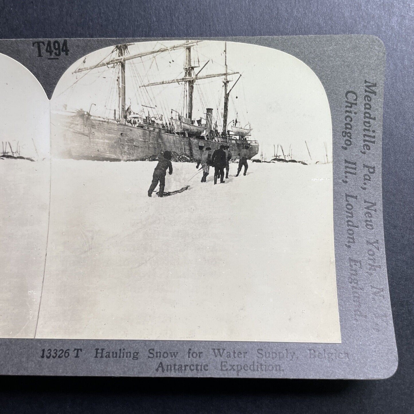 Antique 1898 RV Belgica Trapped In Ice Antarctica Stereoview Photo Card P1585