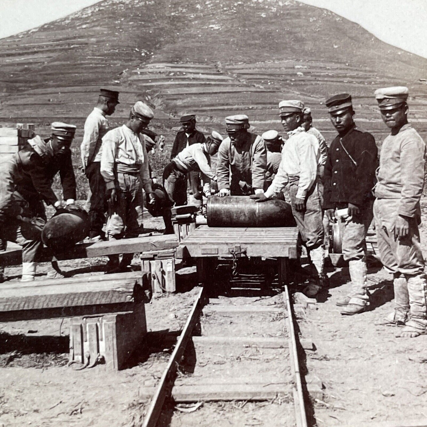 Japanese Frontline Shells Stereoview Russo-Sino War Antique c1905 X4203