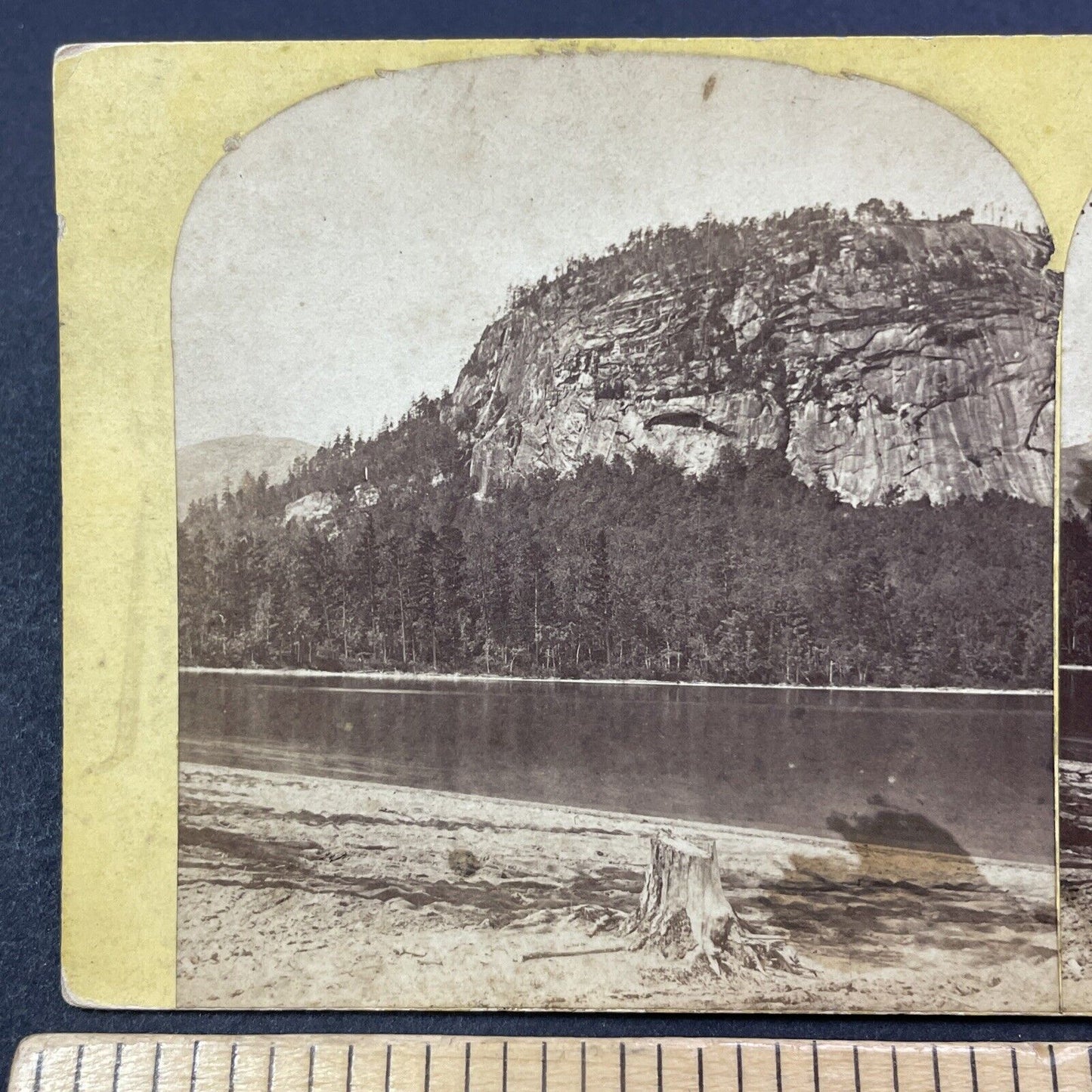 Antique 1870s Echo Lake NH White Horse Rock Ledge Stereoview Photo Card V1957