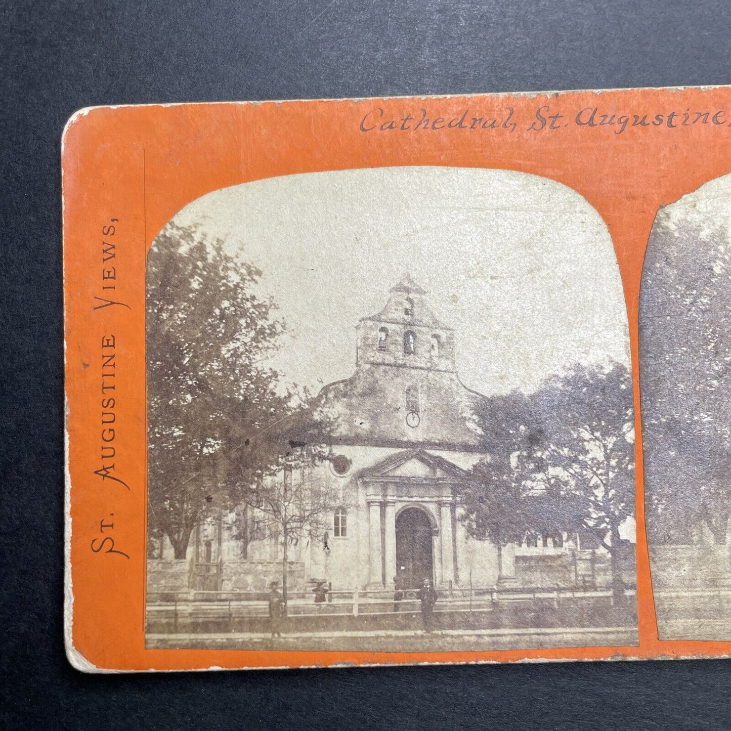 Antique 1860s St. Augustine Cathedral Florida Stereoview Photo Card P1195