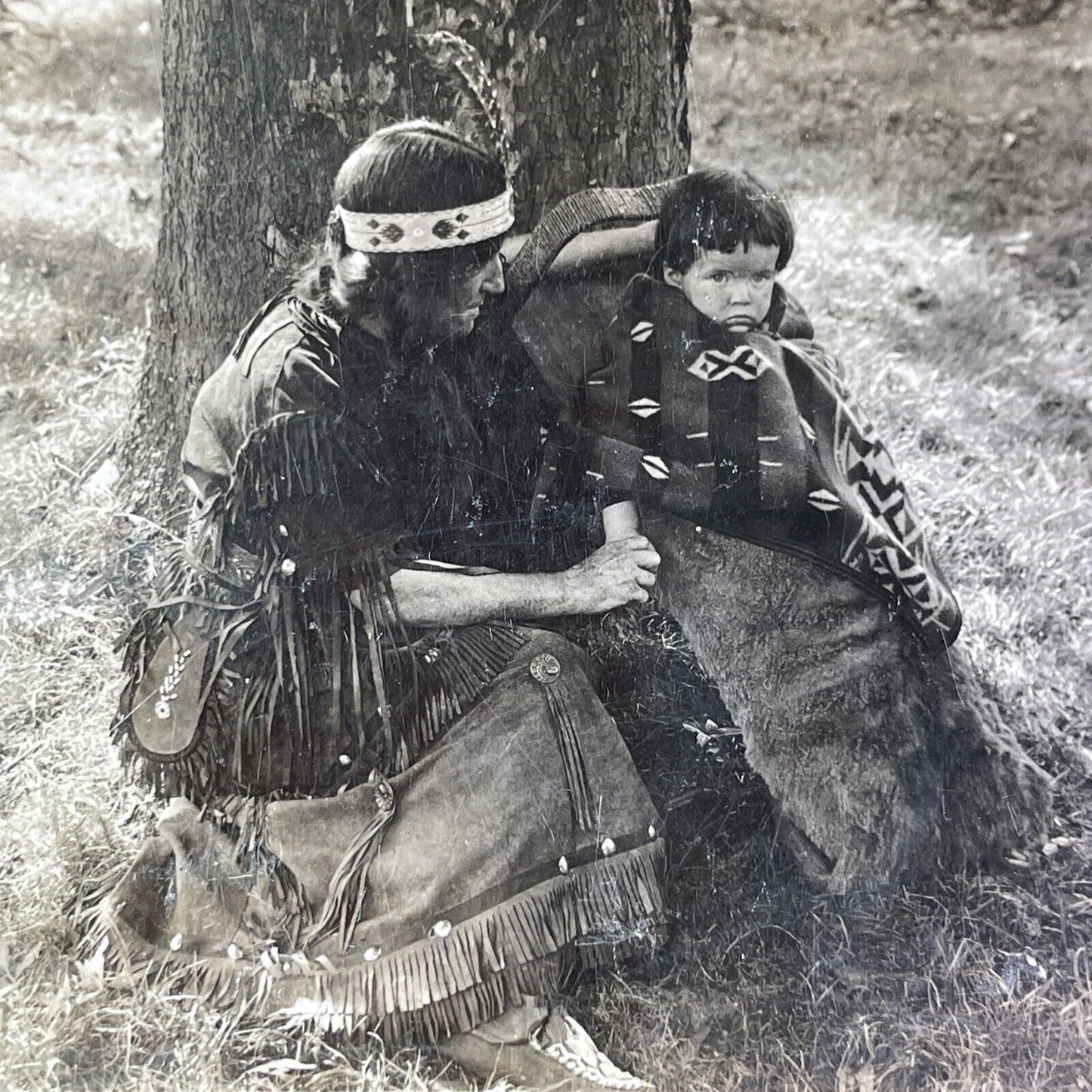 Native American Indian Mother and Child Stereoview Northern Michigan c1899 Y1220