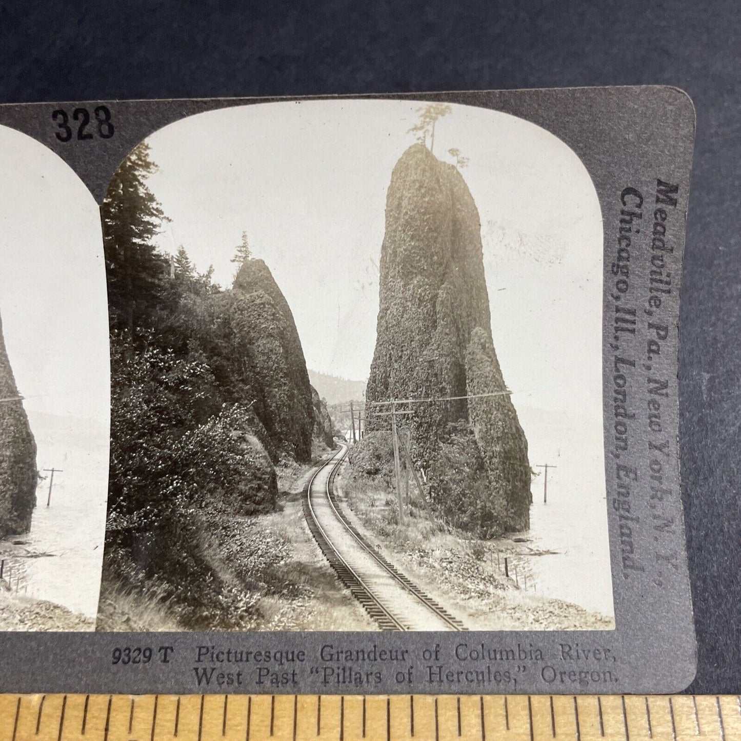 Antique 1910s Columbia River Railroad Pass Oregon Stereoview Photo Card P3200