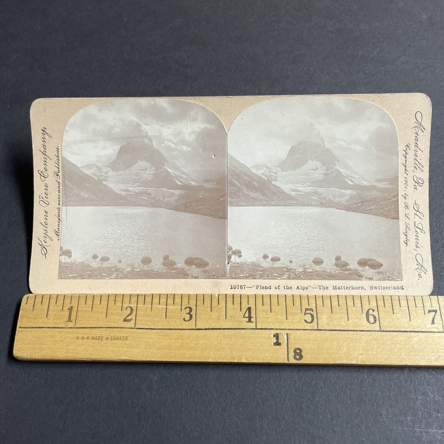 Antique 1901 Matterhorn Switzerland Swiss Alps Stereoview Photo Card P4492