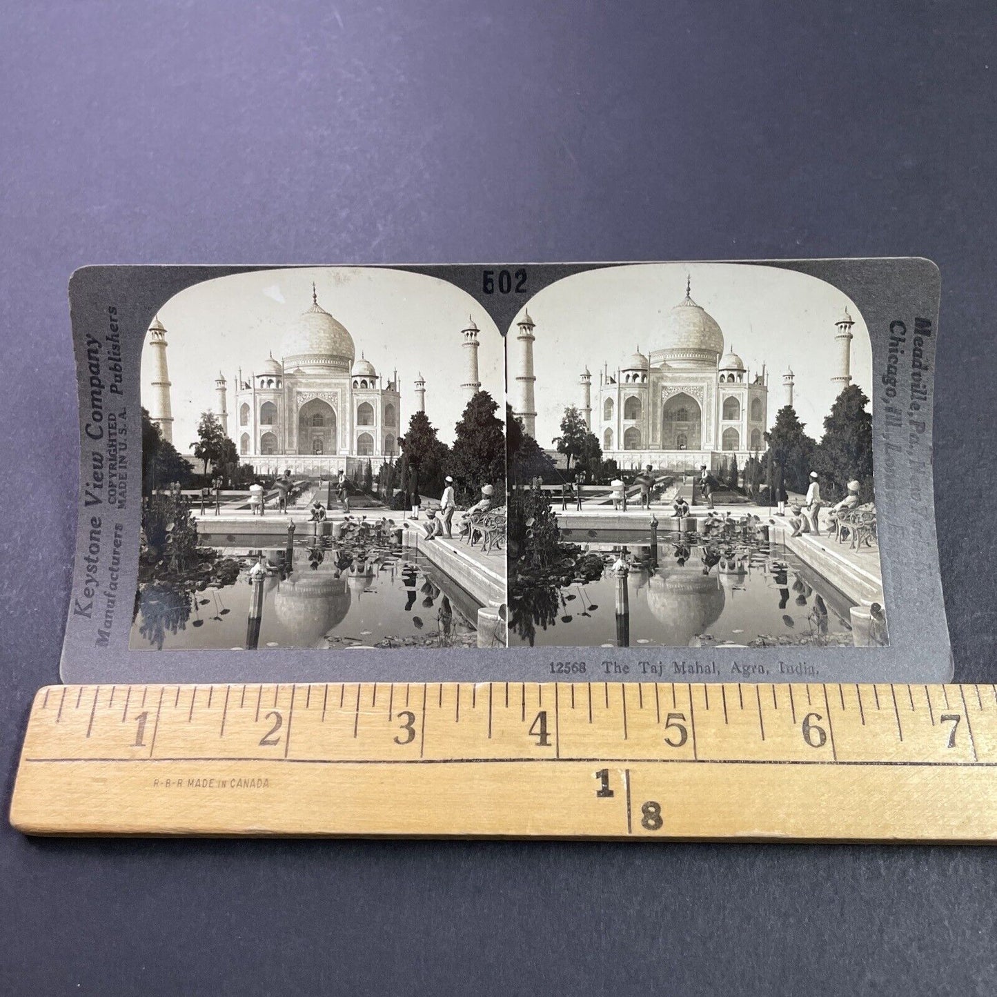 Antique 1910s The Taj Mahal In Agra India Stereoview Photo Card P3697