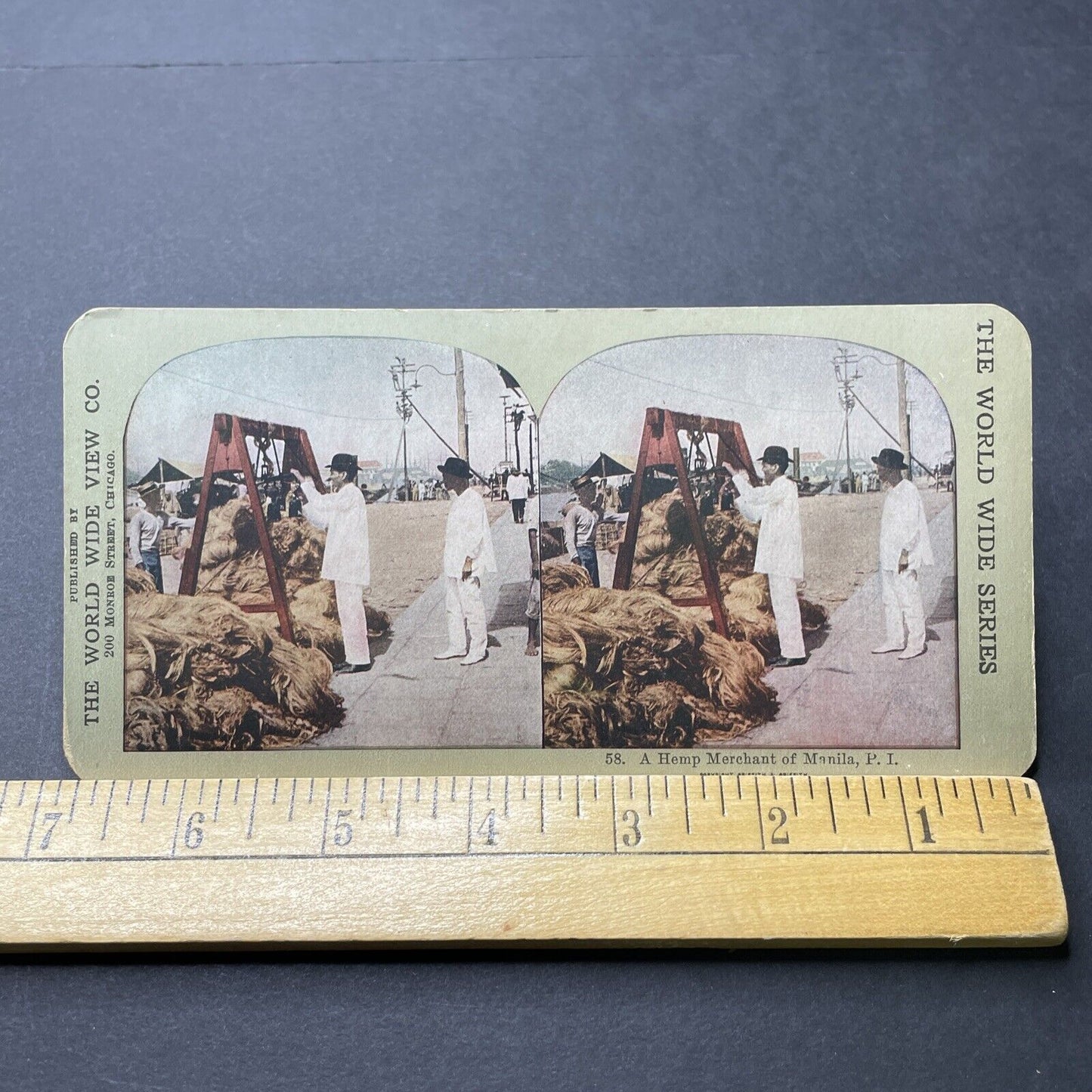 Antique 1880s Marijuana Hemp Trade Manila Philippines Stereoview Photo Card 2288