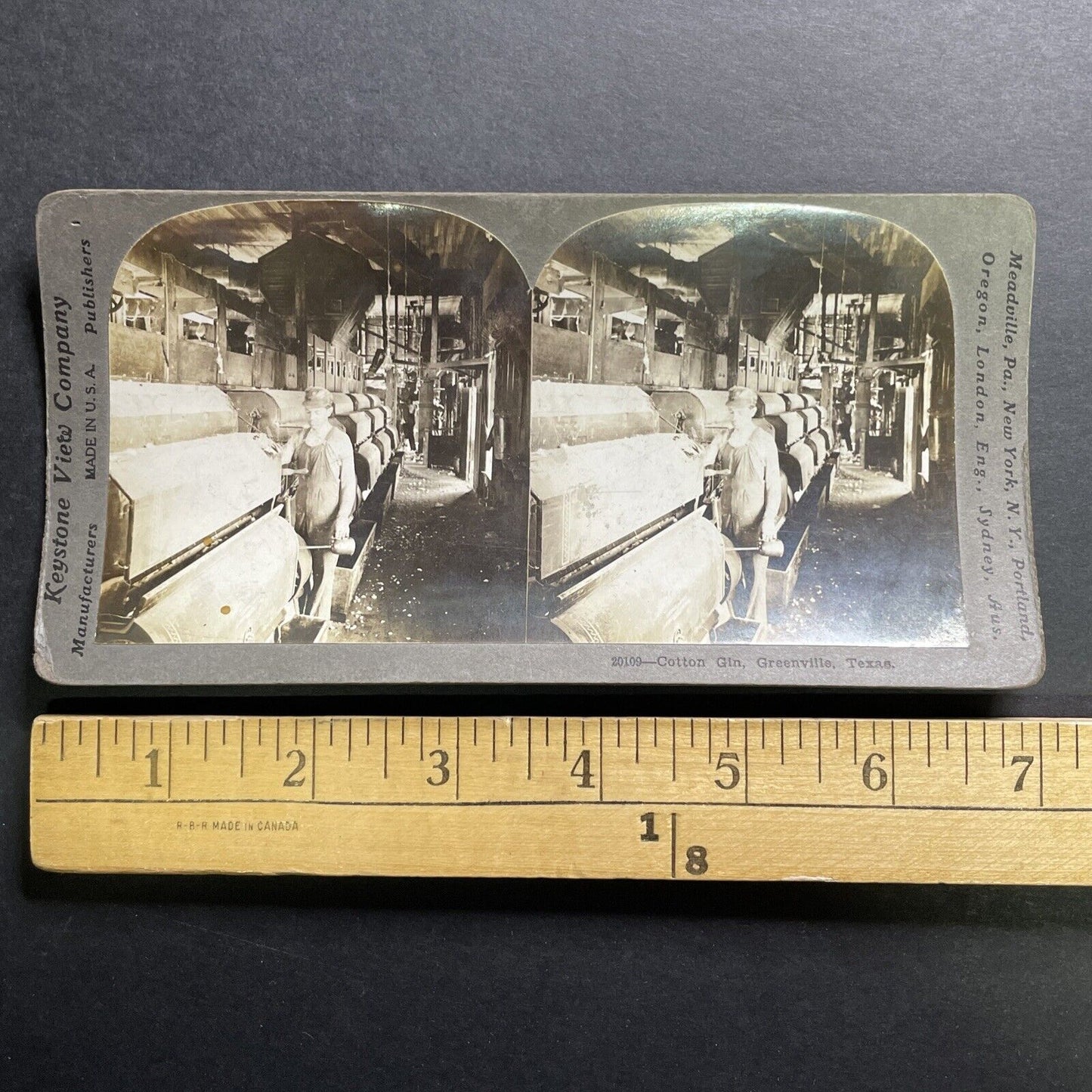 Antique 1909 Cotton Gin House In Greenville Texas Stereoview Photo Card P1273