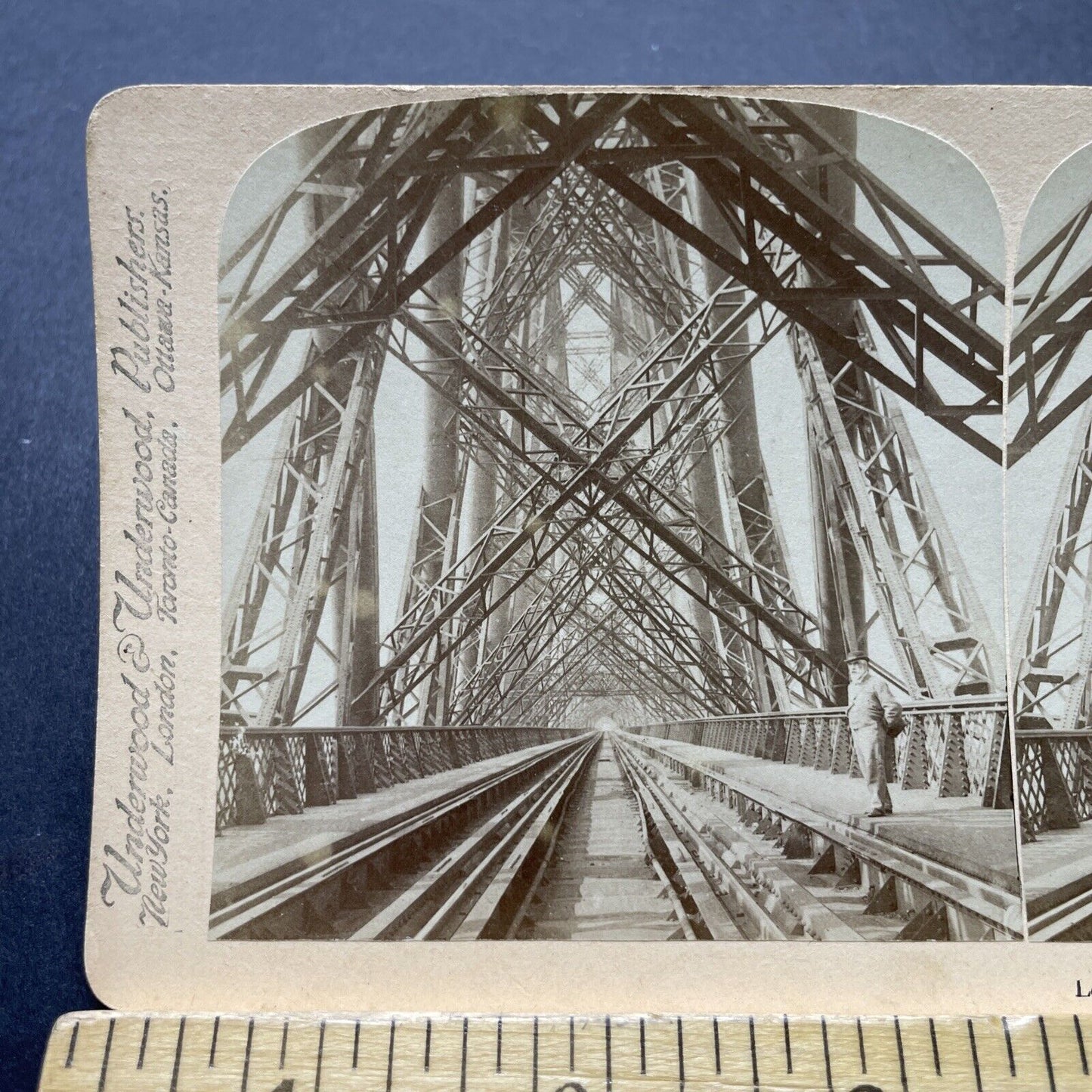 Antique 1896 Forth Train Rail Bridge Scotland Stereoview Photo Card P2388