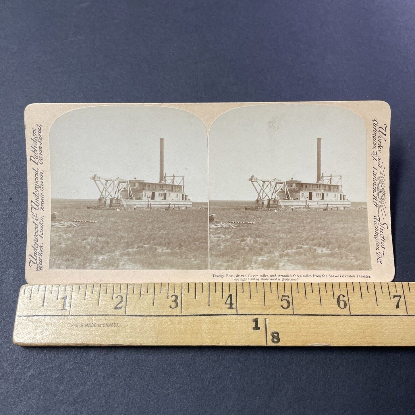 Antique 1900 Galveston Hurricane Disaster RARE Stereoview Photo Card V3209