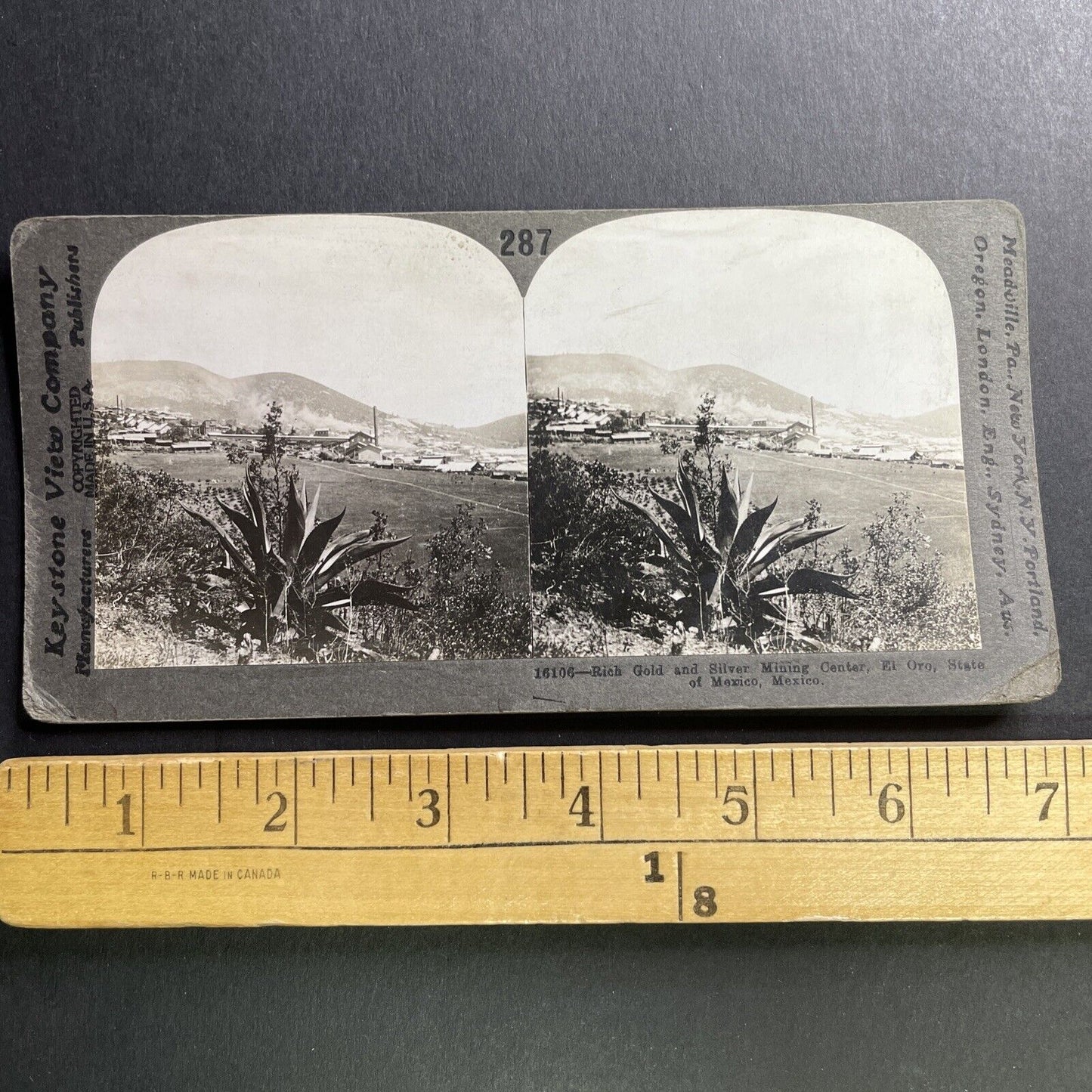 Antique 1913 El Oro Gold Mine Hidalgo Mexico Stereoview Photo Card P1607