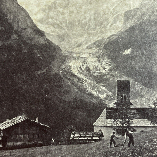 Antique 1870s Lower Grindelwald Glacier Switzerland Stereoview Photo Card P4171