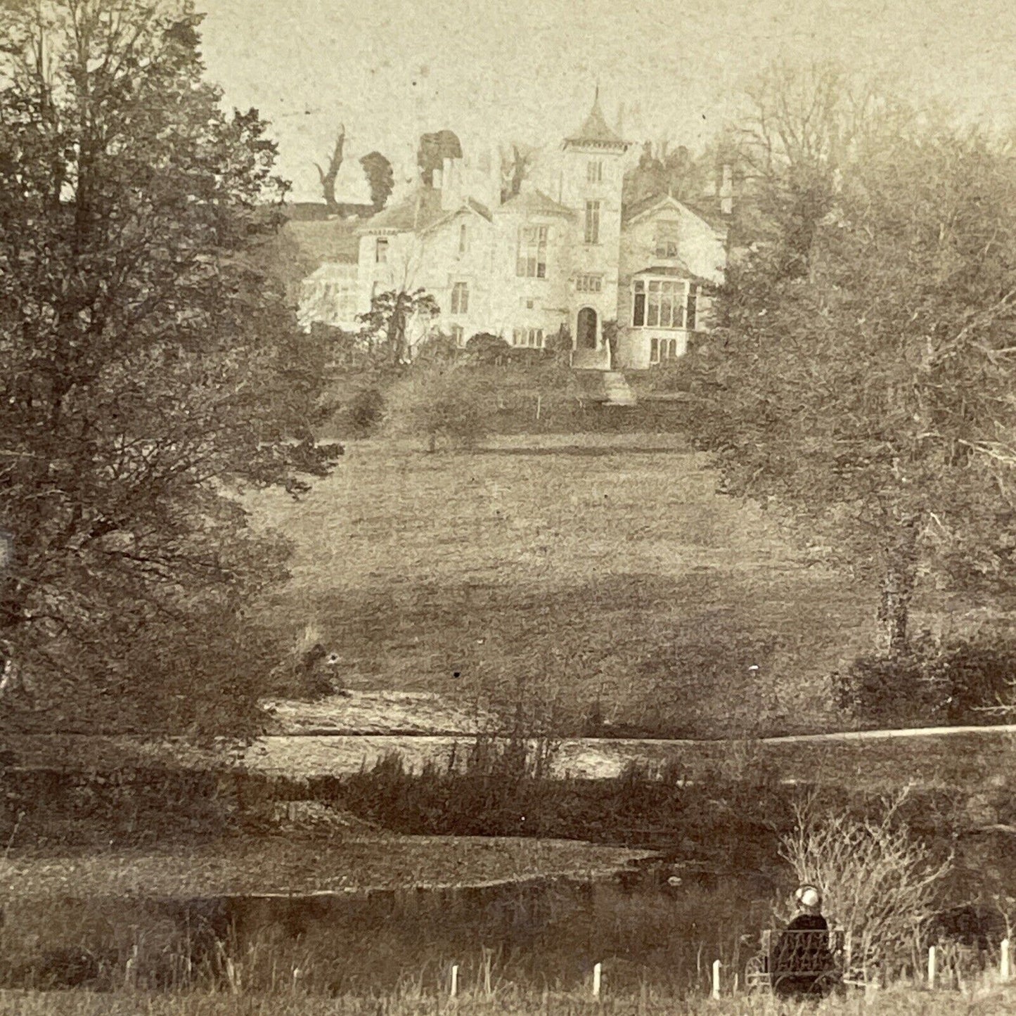 St Valerie House Bray Ireland Stereoview Dargle River Antique c1865 X3285