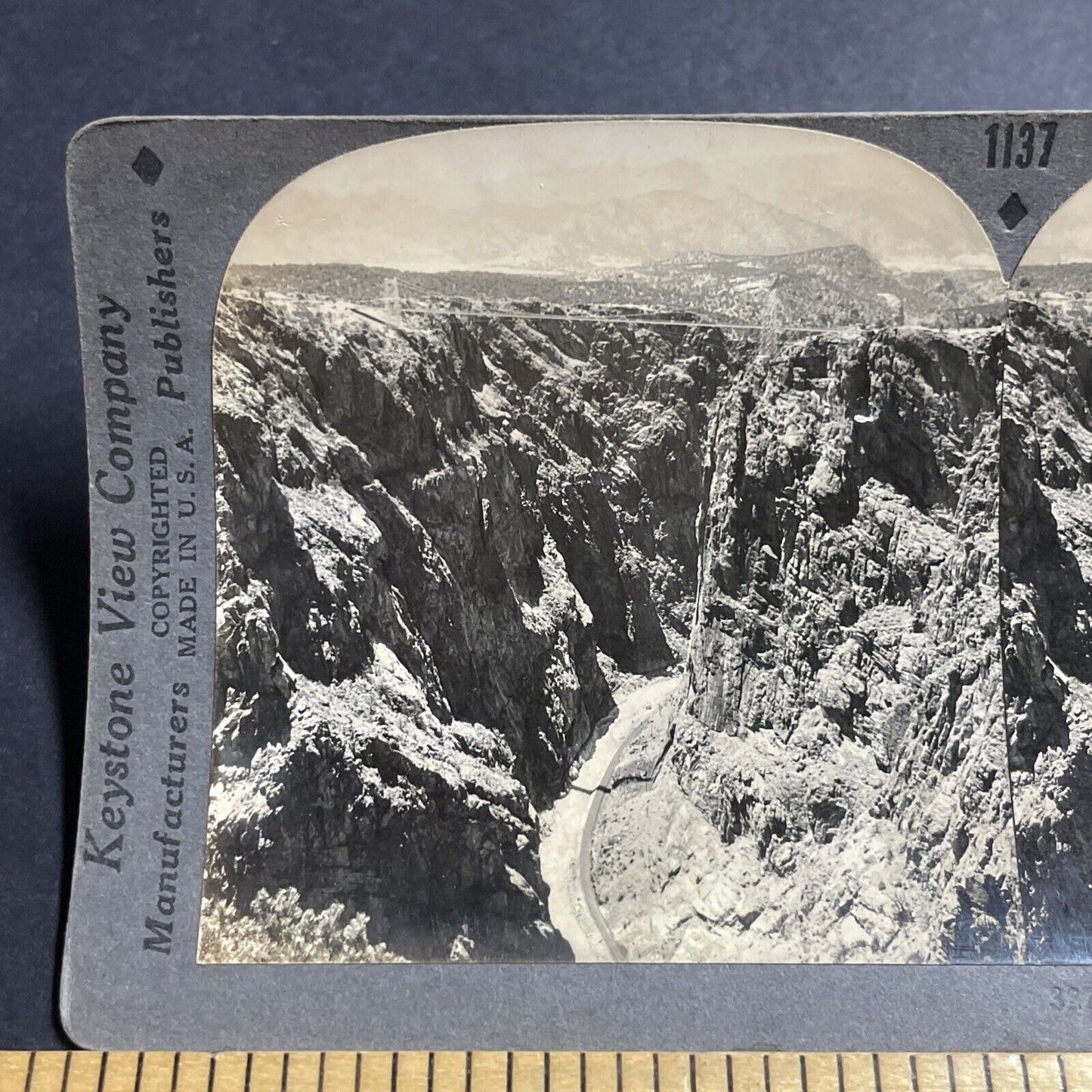 Antique 1930s The World's Highest Bridge Colorado Stereoview Photo Card P4966