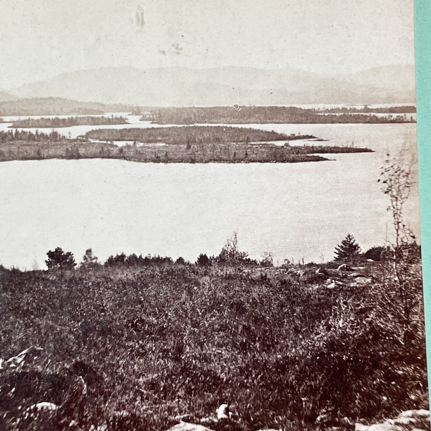 Lake Winnipesaukee NH Stereoview Photo Card ET Brigham Antique c1869 X861