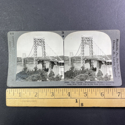 George Washington Bridge Manhattan Stereoview New York City Antique c1920s Y545