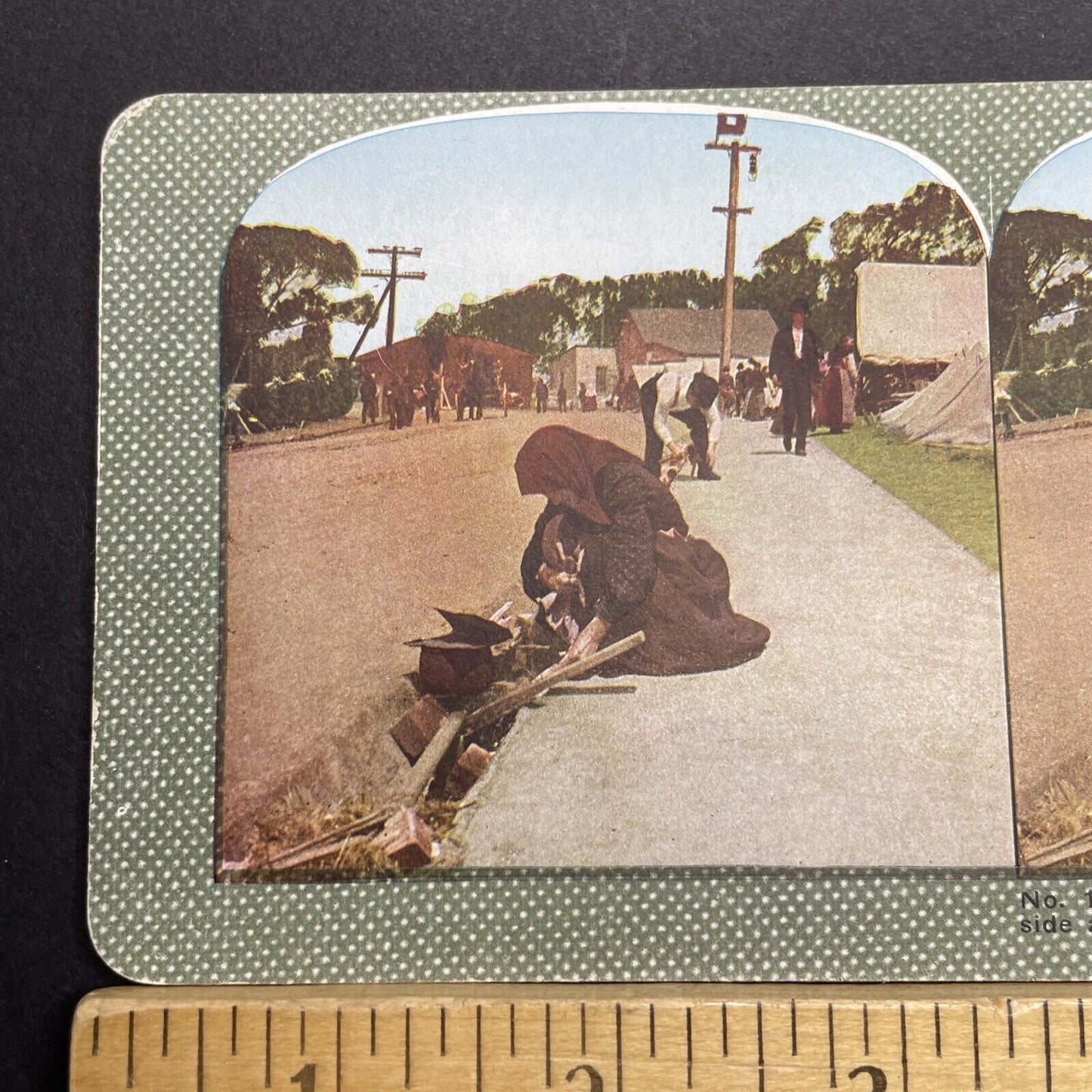 Antique 1910s San Francisco Earthquake Gutter Girl Stereoview Photo Card 2300-39