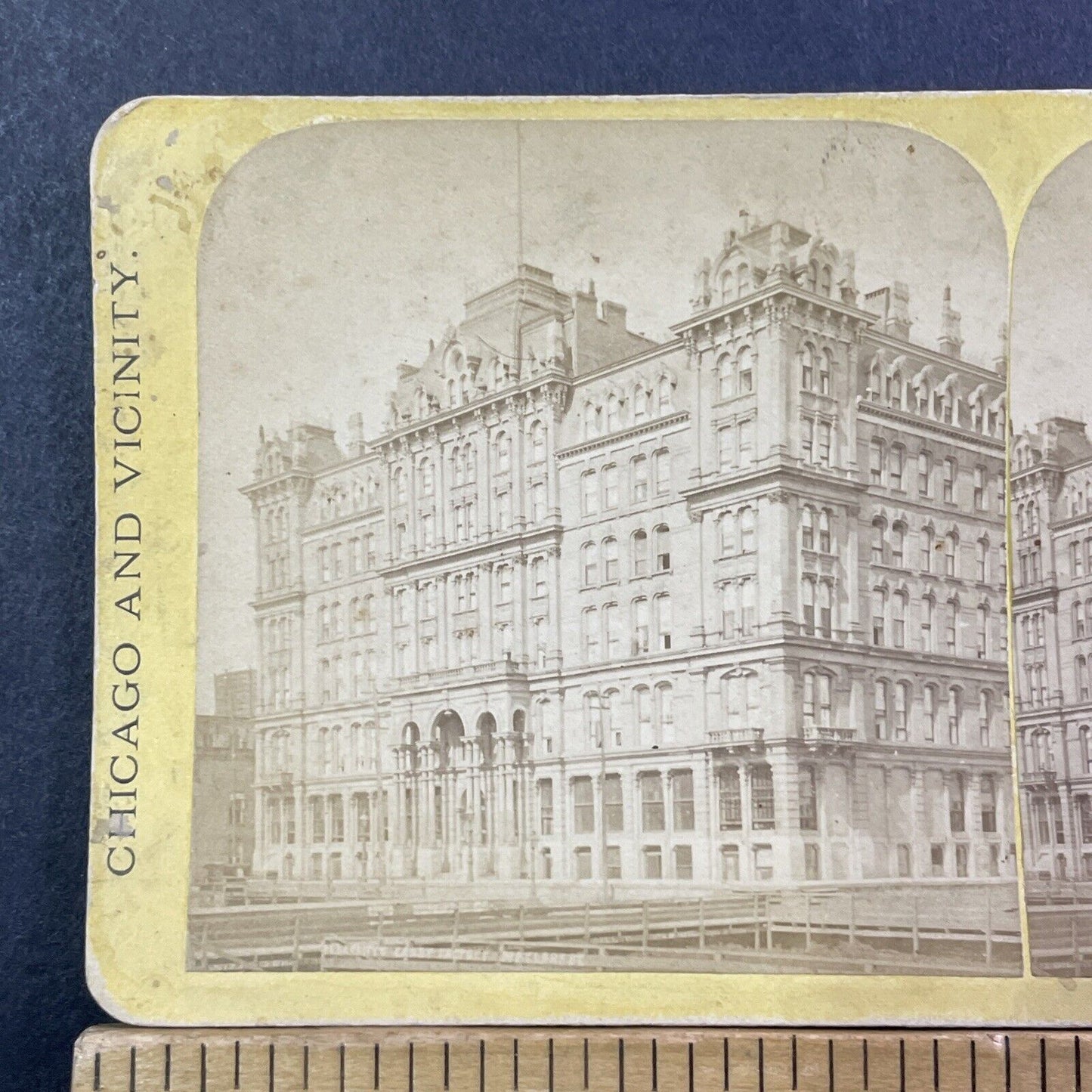 Grand Pacific Hotel Stereoview Clark Street Chicago Antique c1871 X2416