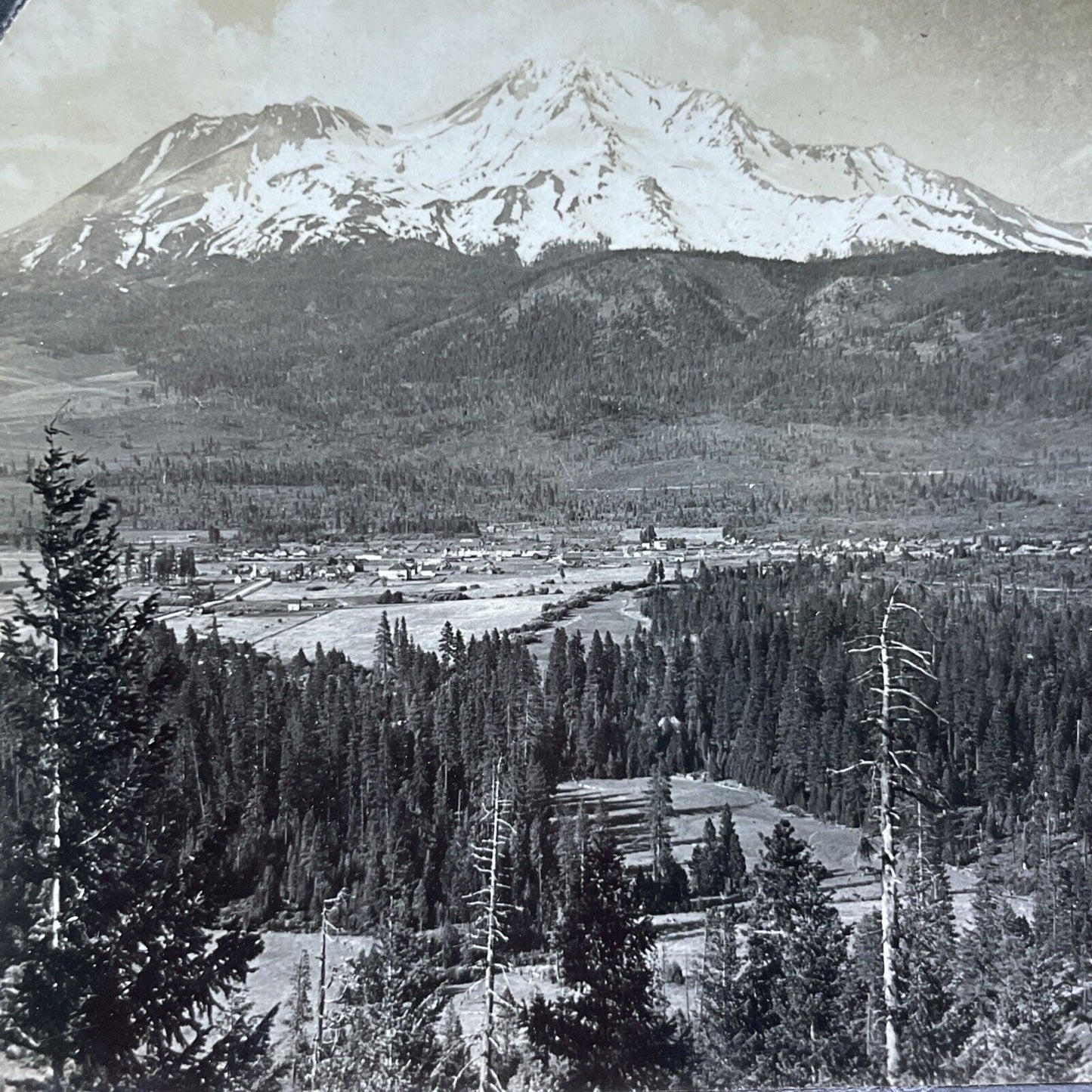 Antique 1910s Mt Shasta Mountain California Stereoview Photo Card V3587