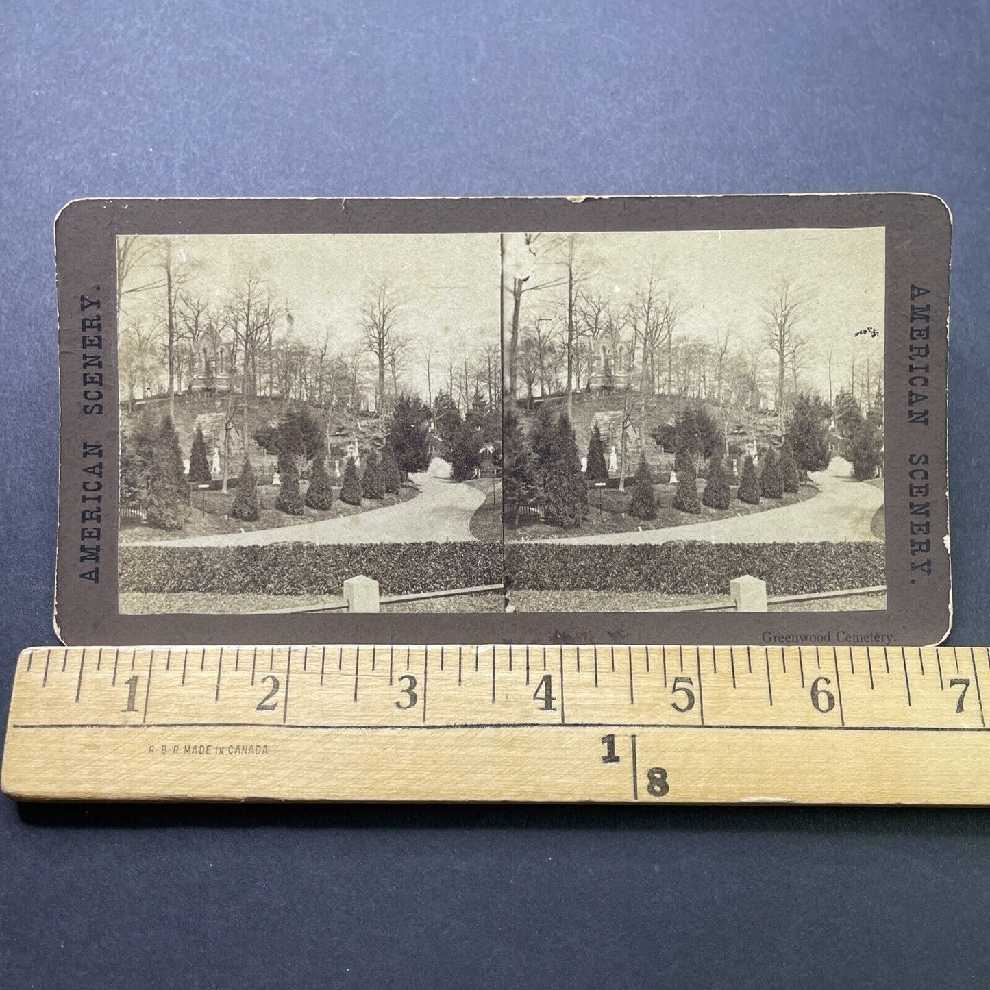 Antique 1880s Green-Wood Cemetery Brooklyn NY Stereoview Photo Card P2438