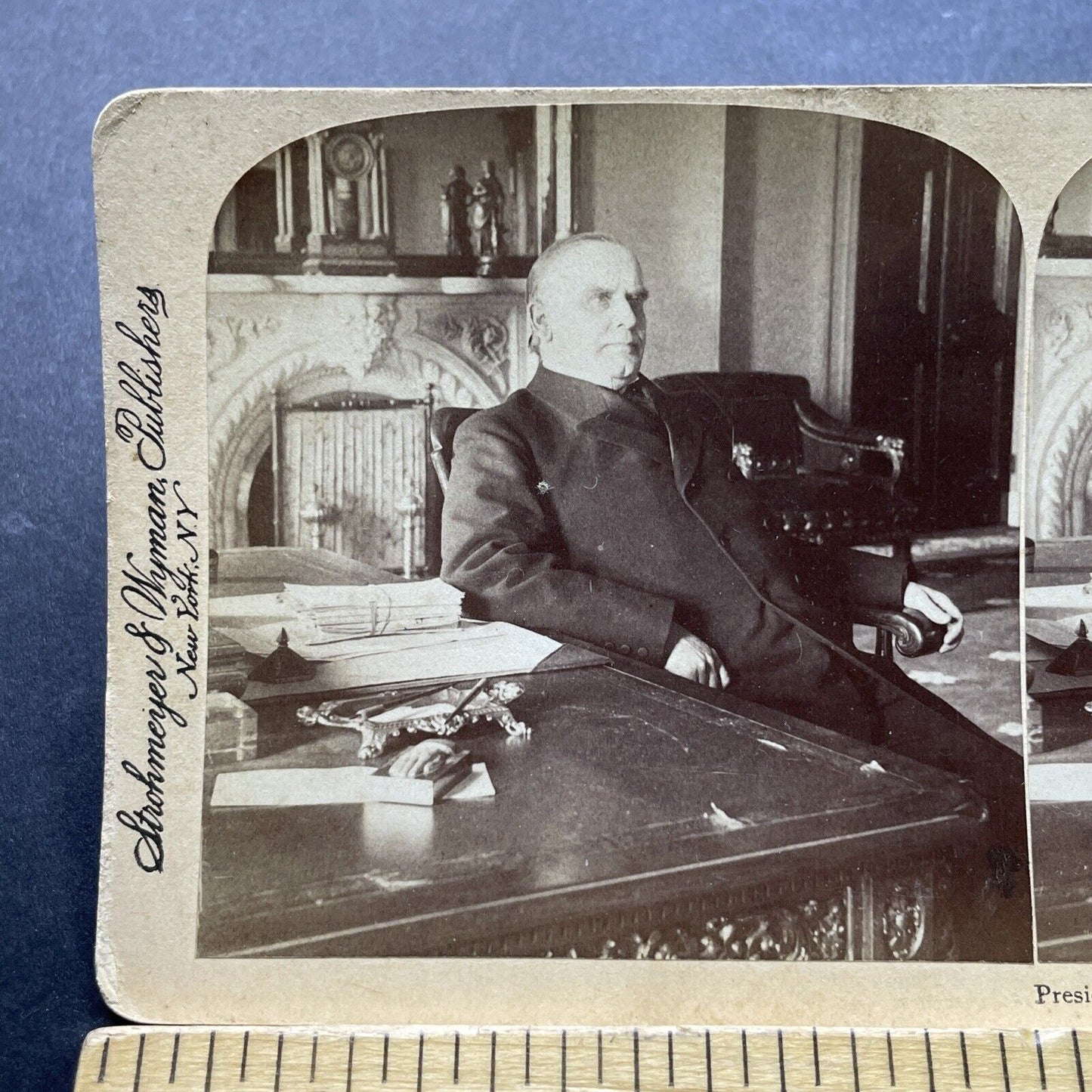 Antique 1898 President William McKinley Stereoview Photo Card P2408