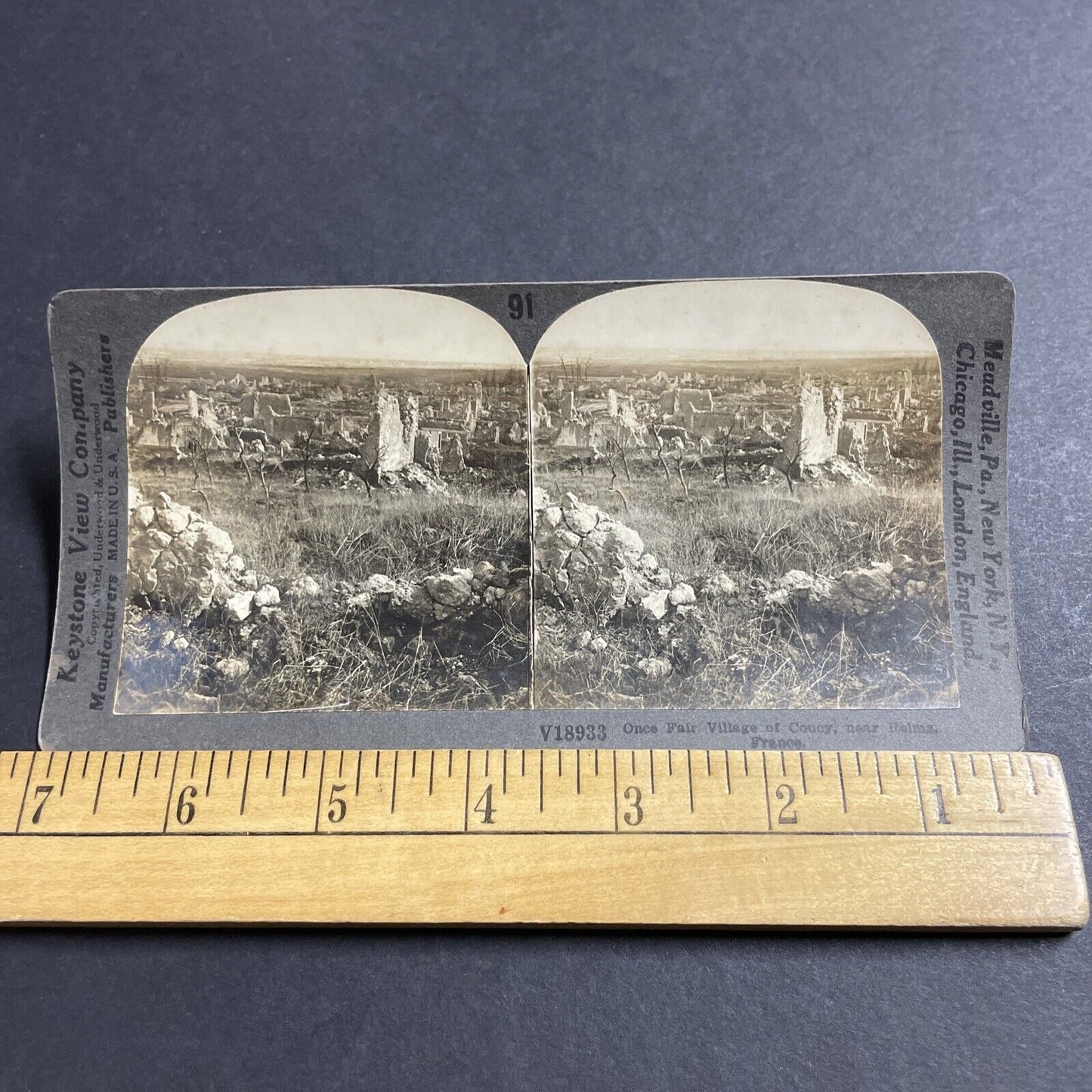 Antique 1917 Chateau De Coucy Destroyed By Germans Stereoview Photo Card P4969