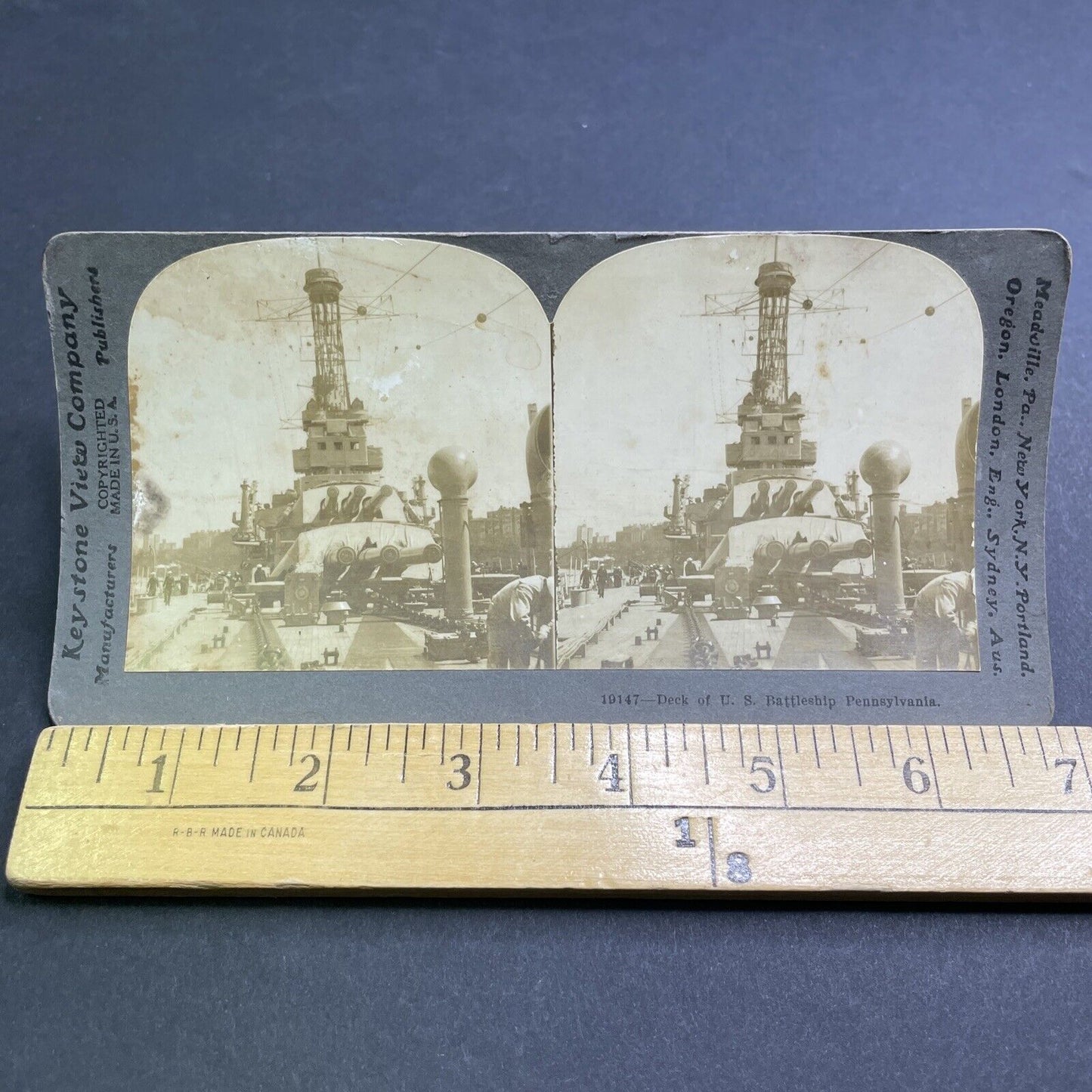 Antique 1919 USS Pennsylvania Navy Battleship Stereoview Photo Card P1948