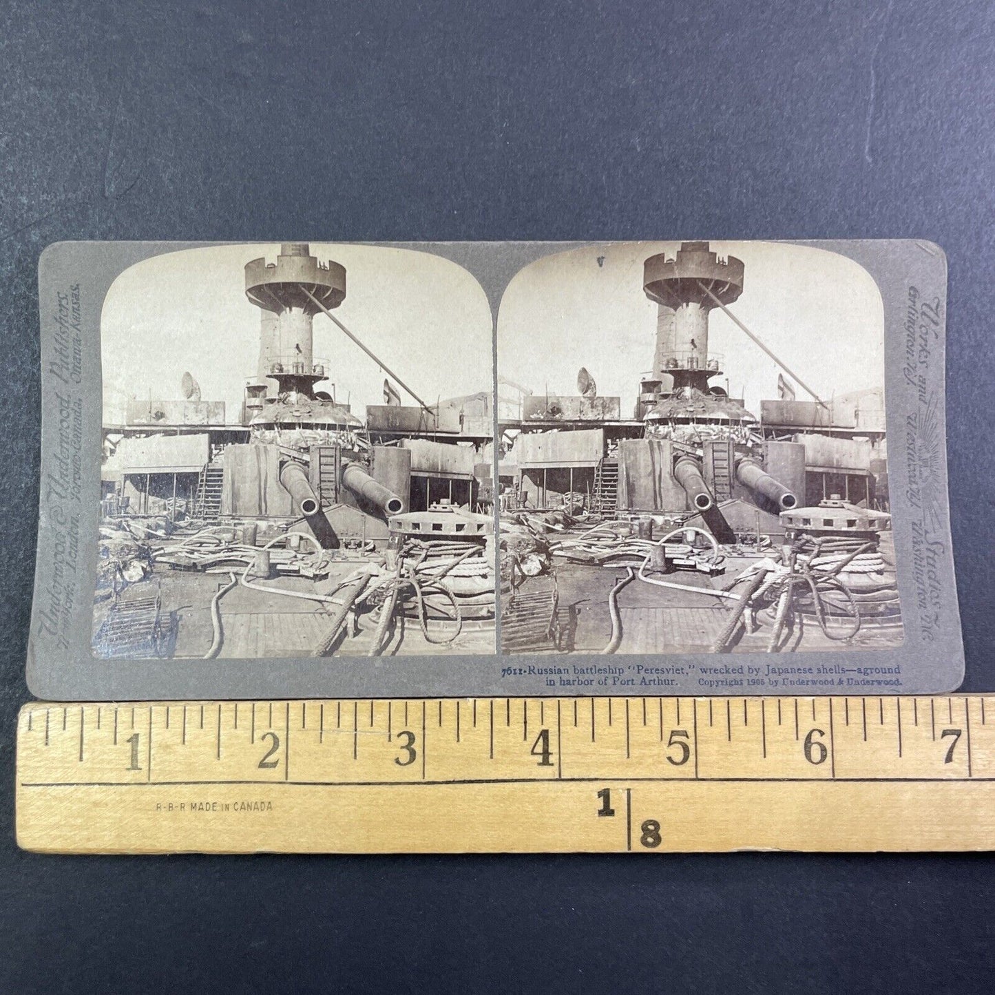 Russian Battleship Peresviet Stereoview Russo-Sino War Antique c1905 X3888