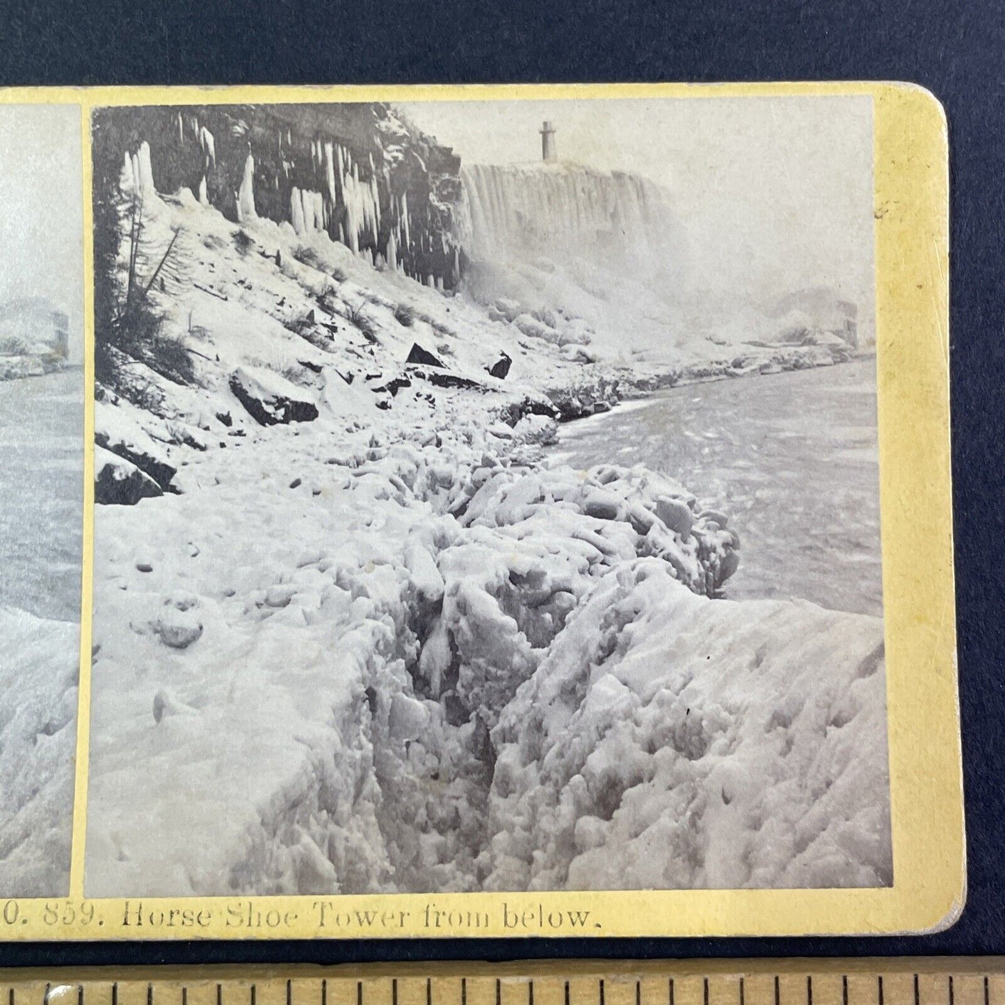 Terrapin Tower From Base of Niagara Falls Stereoview Antique c1870s Y2127