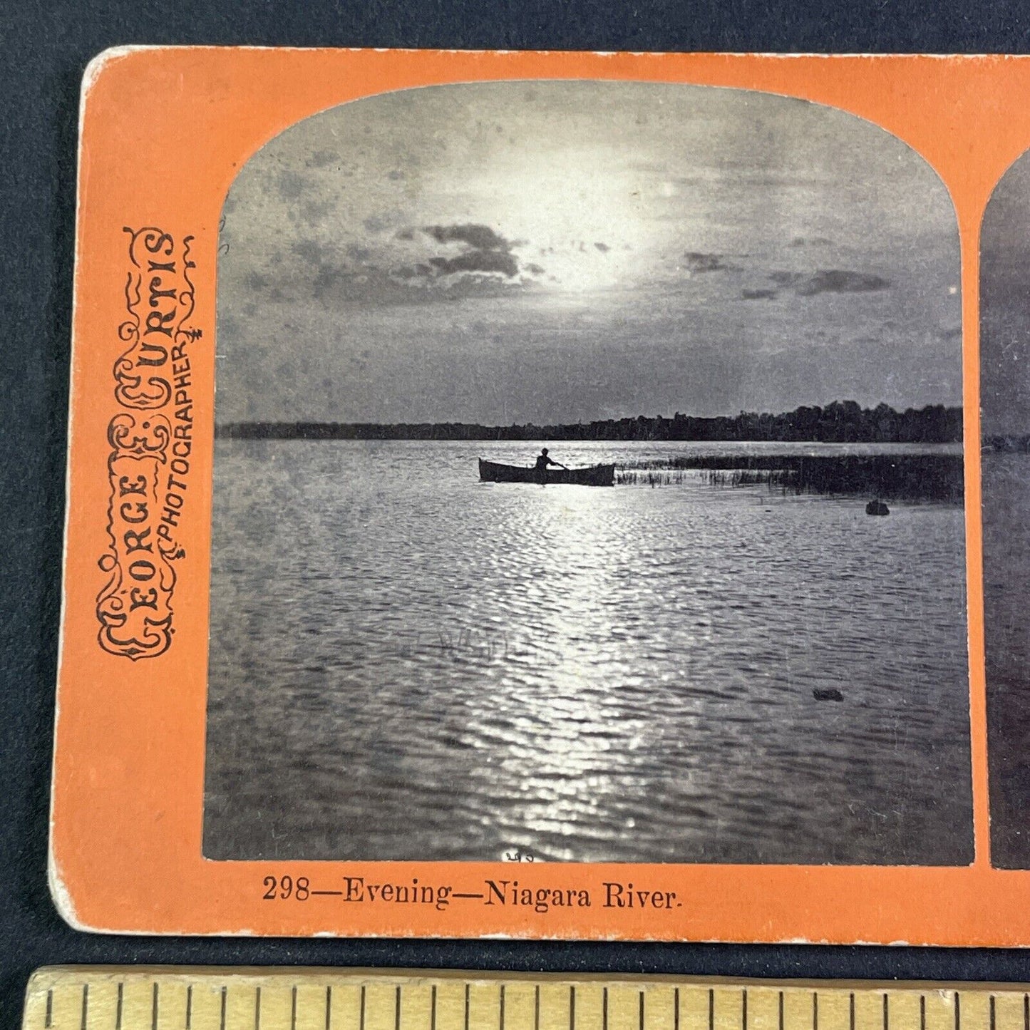 Niagara River Boating Row Boat Stereoview George Curtis Antique c1870 Y2439