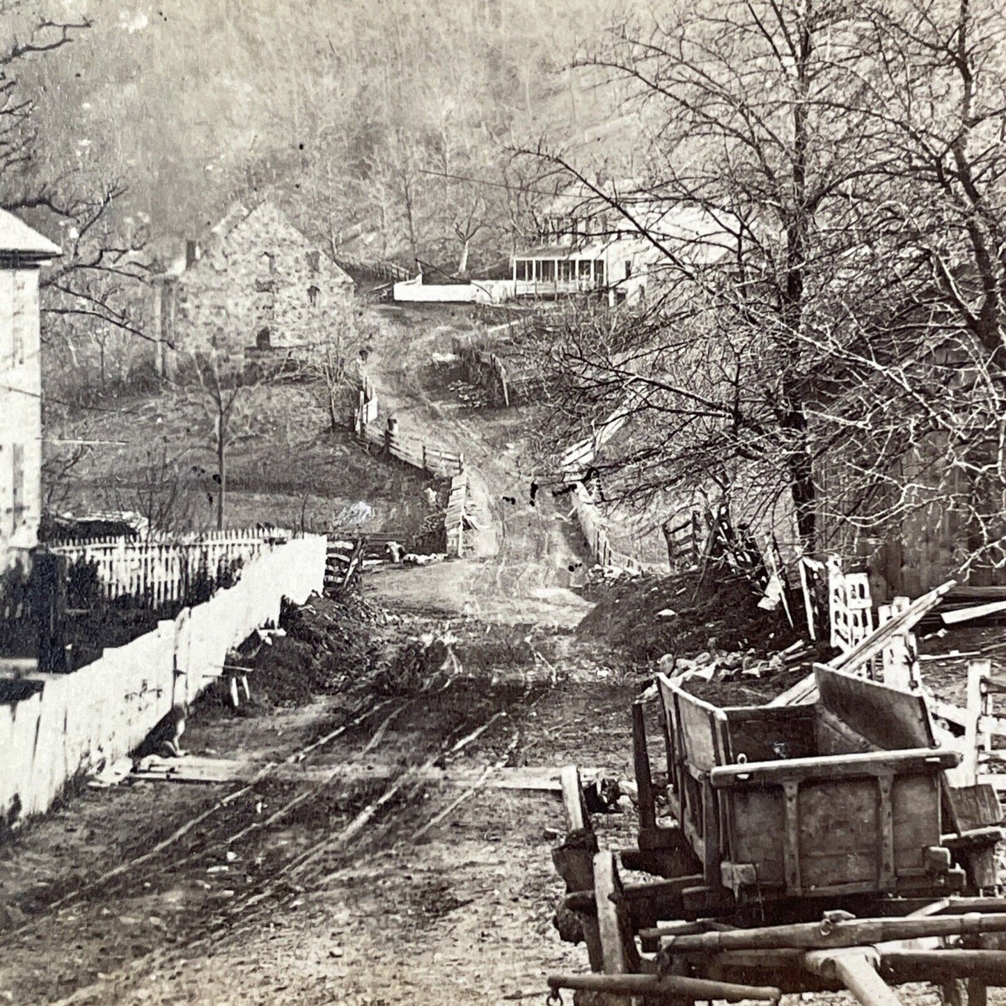 Flying Hills PA Stereoview Philadelphia Ave & Valley Stream Road c1868 X1268