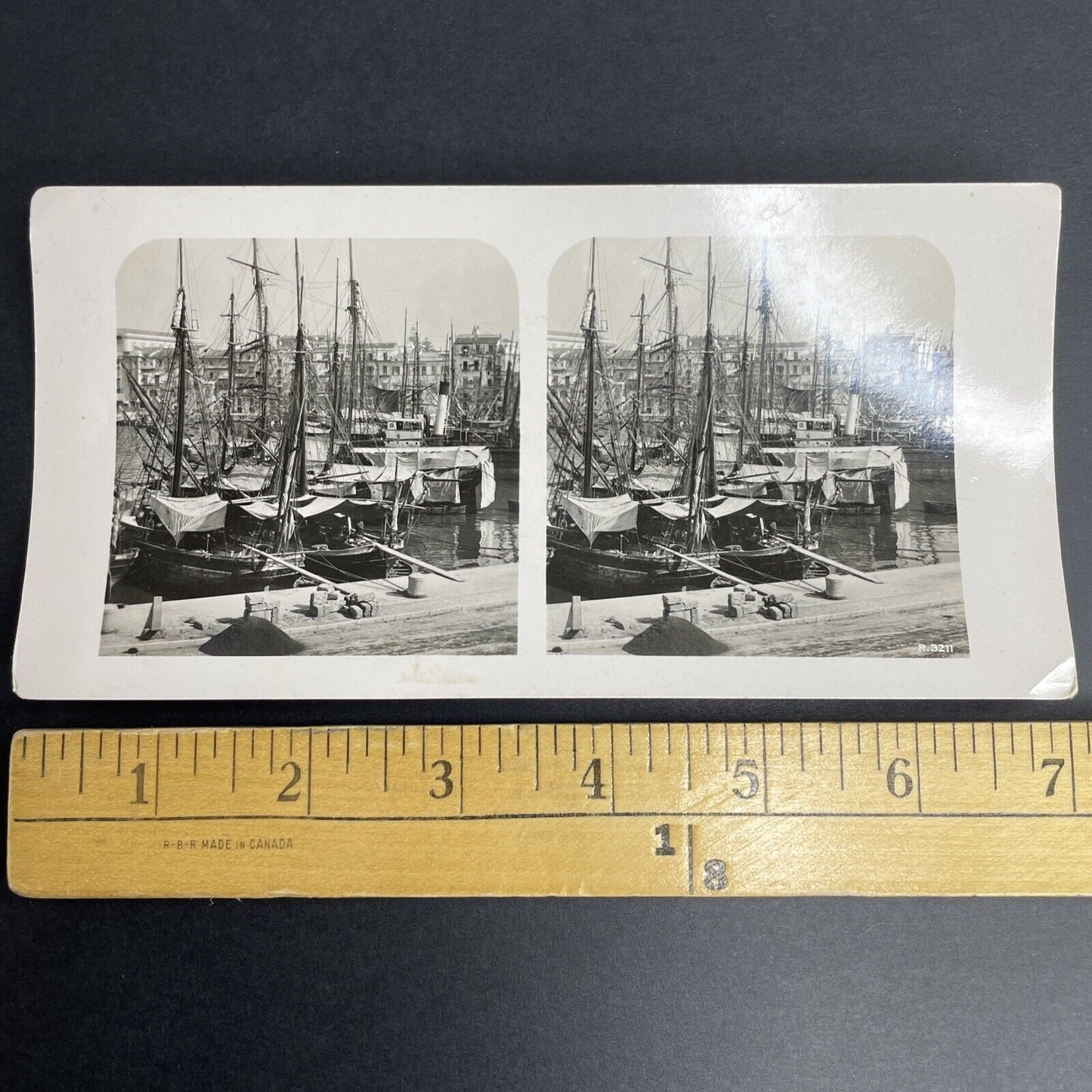 Antique 1899 Shipping & Fishing Port Calabria Italy Stereoview Photo Card P941