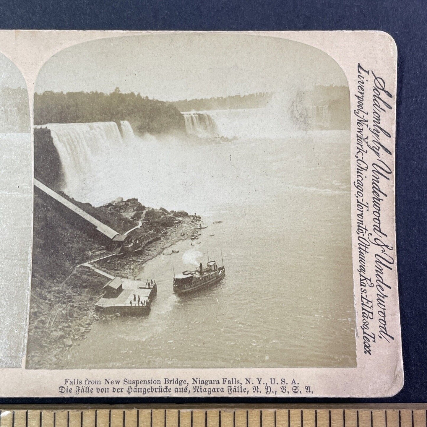 Steamer Dock for Maid of the Mist Steamboat Stereoview Antique c1894 Y1781