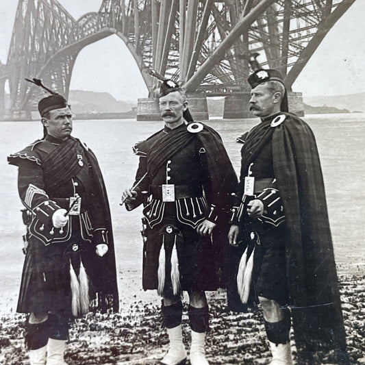 Antique 1918 Traditional Scotland Highland Guards Stereoview Photo Card P2773