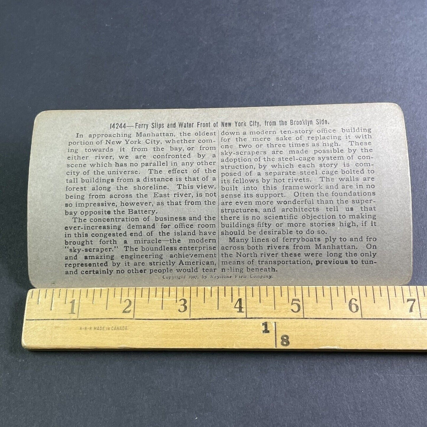 Antique 1908 Lower Manhattan Pier New York City Stereoview Photo Card P2241