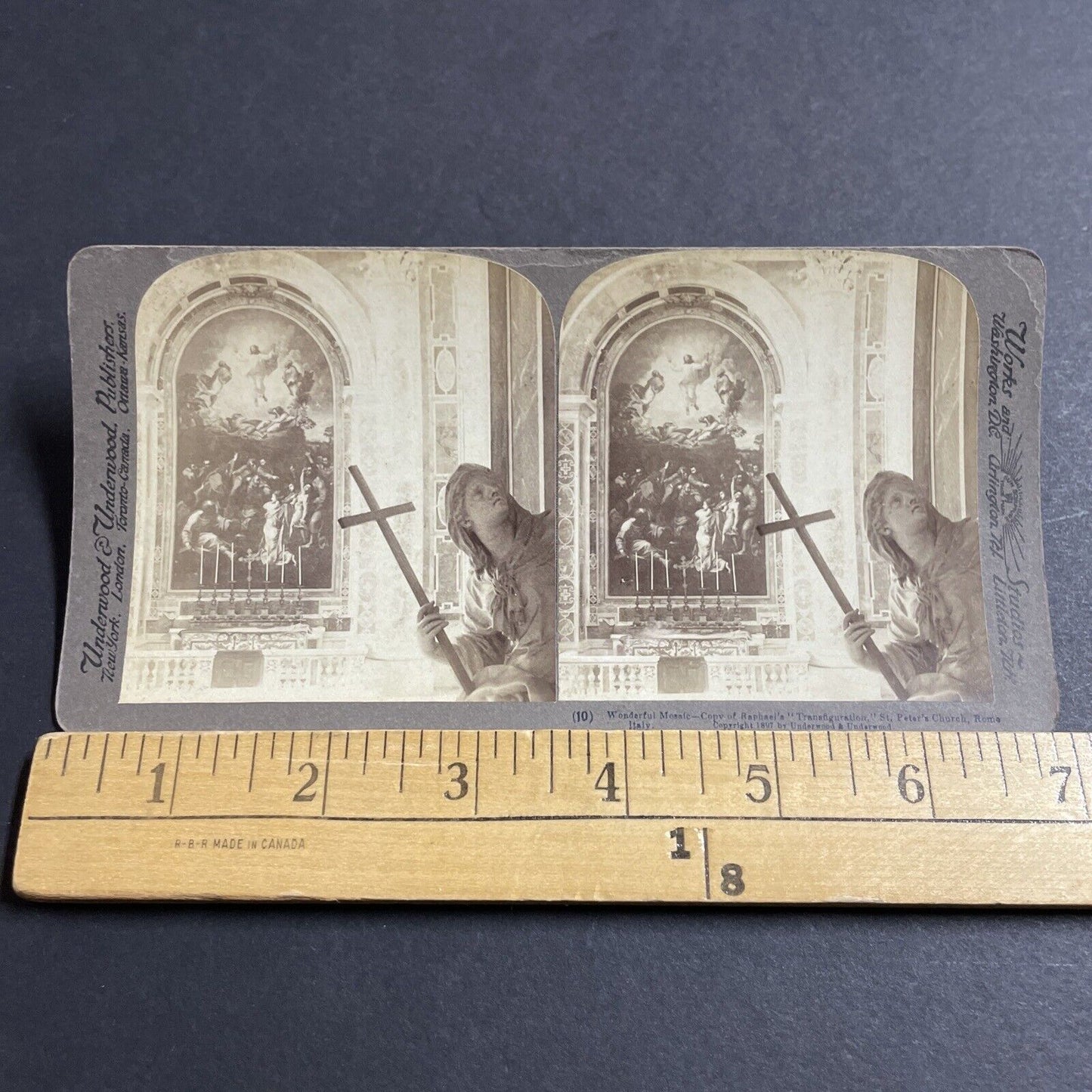 Antique 1897 Inside St. Peters Church Rome Italy Stereoview Photo Card P5515