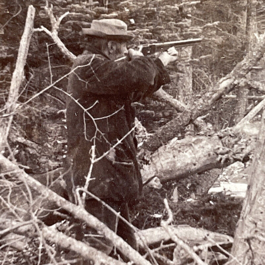 Antique 1893 Deer Hunting In New Hampshire Stereoview Photo Card P1656