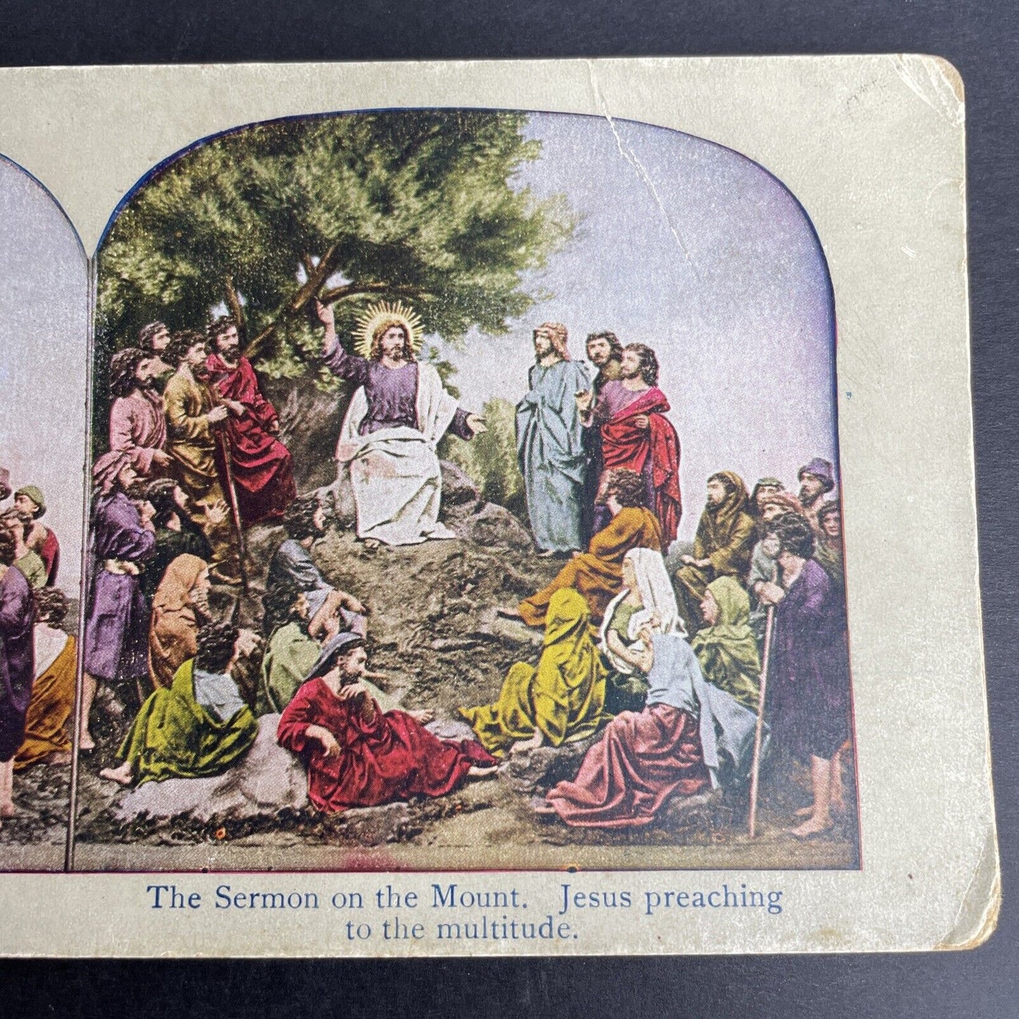 Antique 1902 Jesus Preaching The Sermon On The Mount Stereoview Photo Card P1062