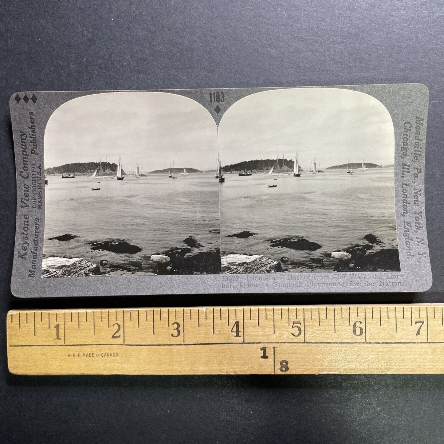 Antique 1918 Bar Harbor Maine Yachts And Sailboats Stereoview Photo Card P1312