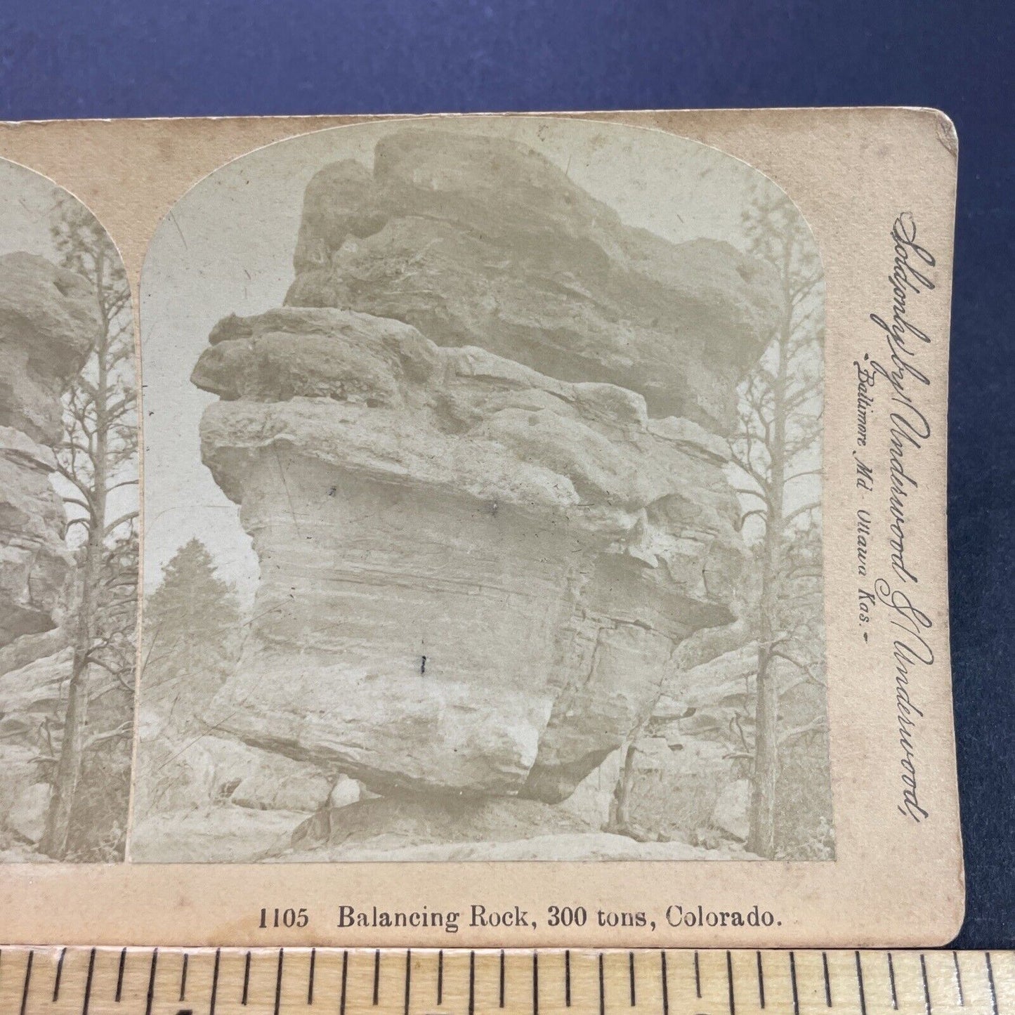 Antique 1880s Balanced Rock Garden Of The Gods CO Stereoview Photo Card P3500