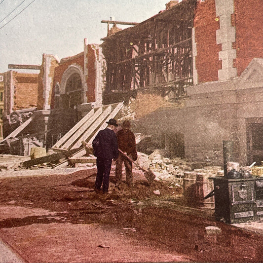 Antique 1910s San Francisco Earthquake Freemasonry Stereoview Photo Card 2300-26