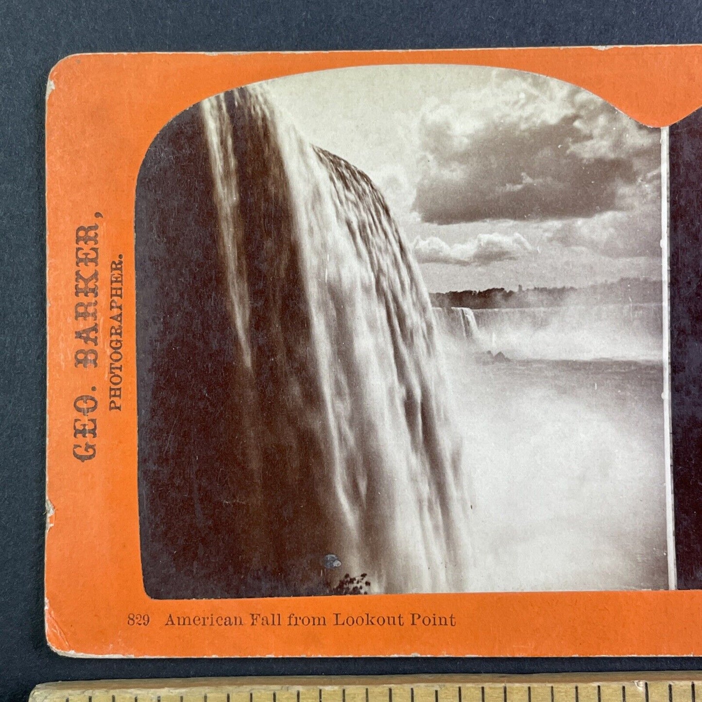 American Side of Niagara Falls Stereoview George Barker Antique c1870s Y2610