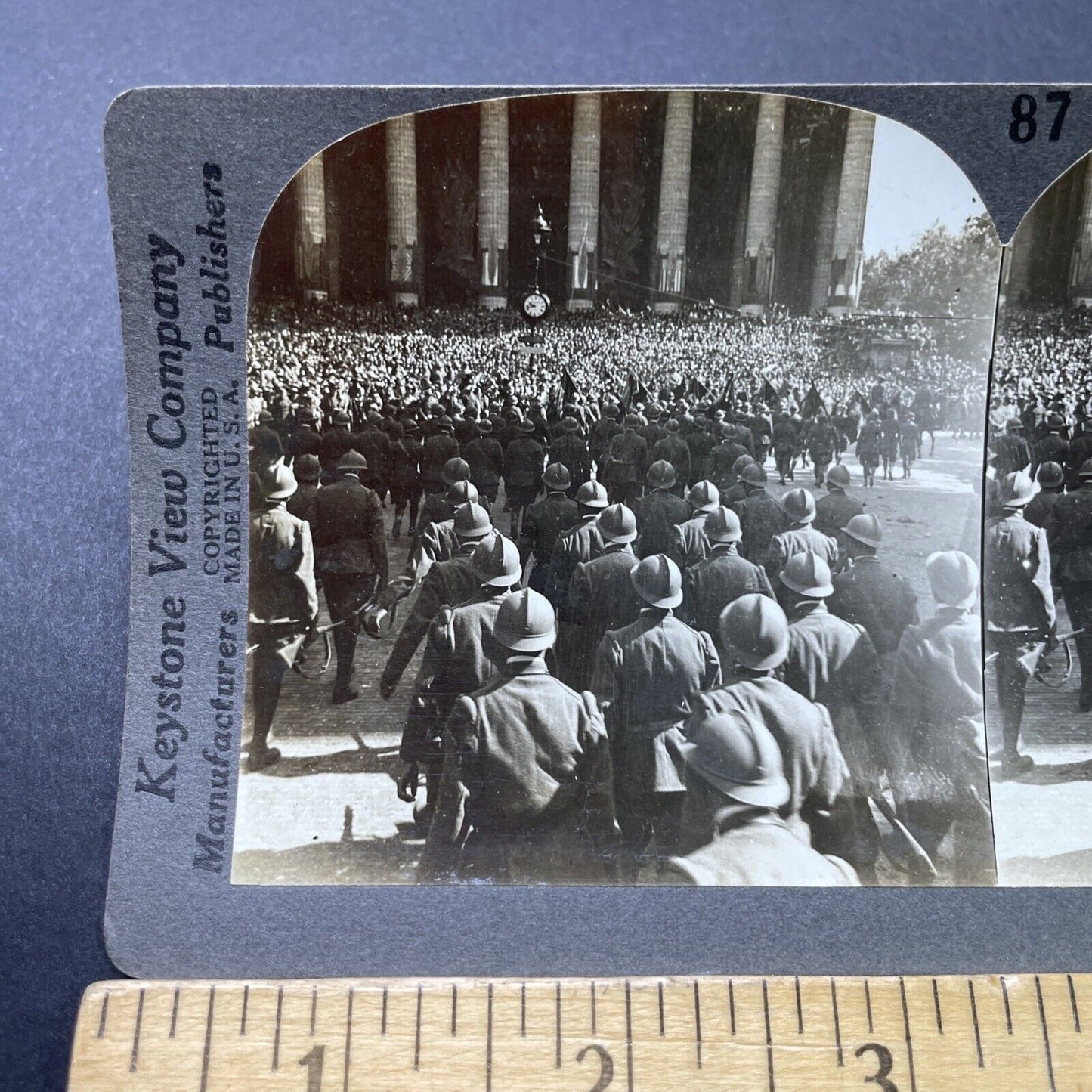 Antique 1918 France World War 1 Victory Parade Stereoview Photo Card P2758