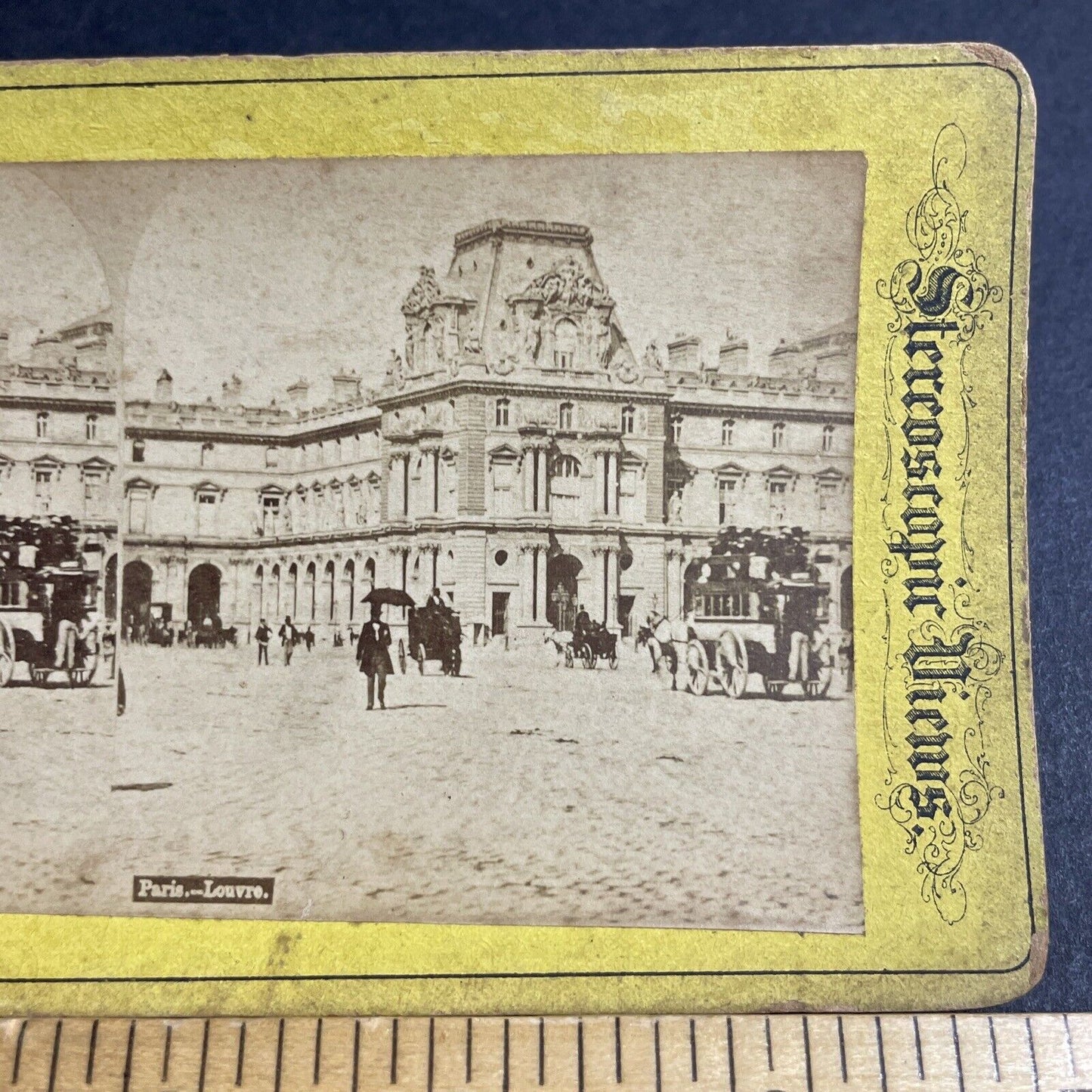 Antique 1870s The Louvre Art Gallery Paris France Stereoview Photo Card P4145