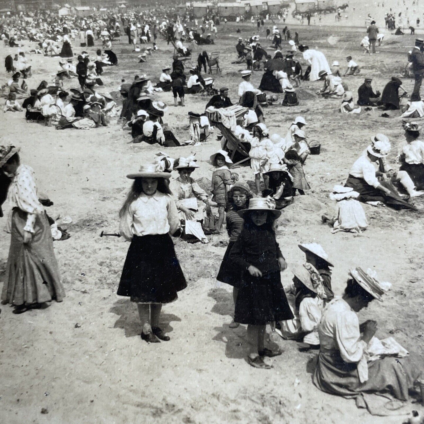 Antique 1880's Beach Attire In The 1800's Stereoview Photo Card PC805