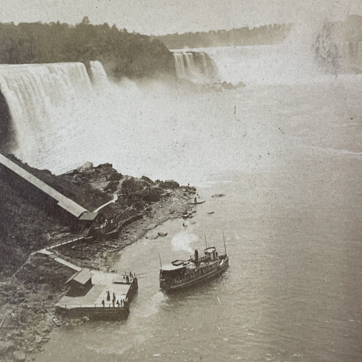 Steamer Dock for Maid of the Mist Steamboat Stereoview Antique c1894 Y1781