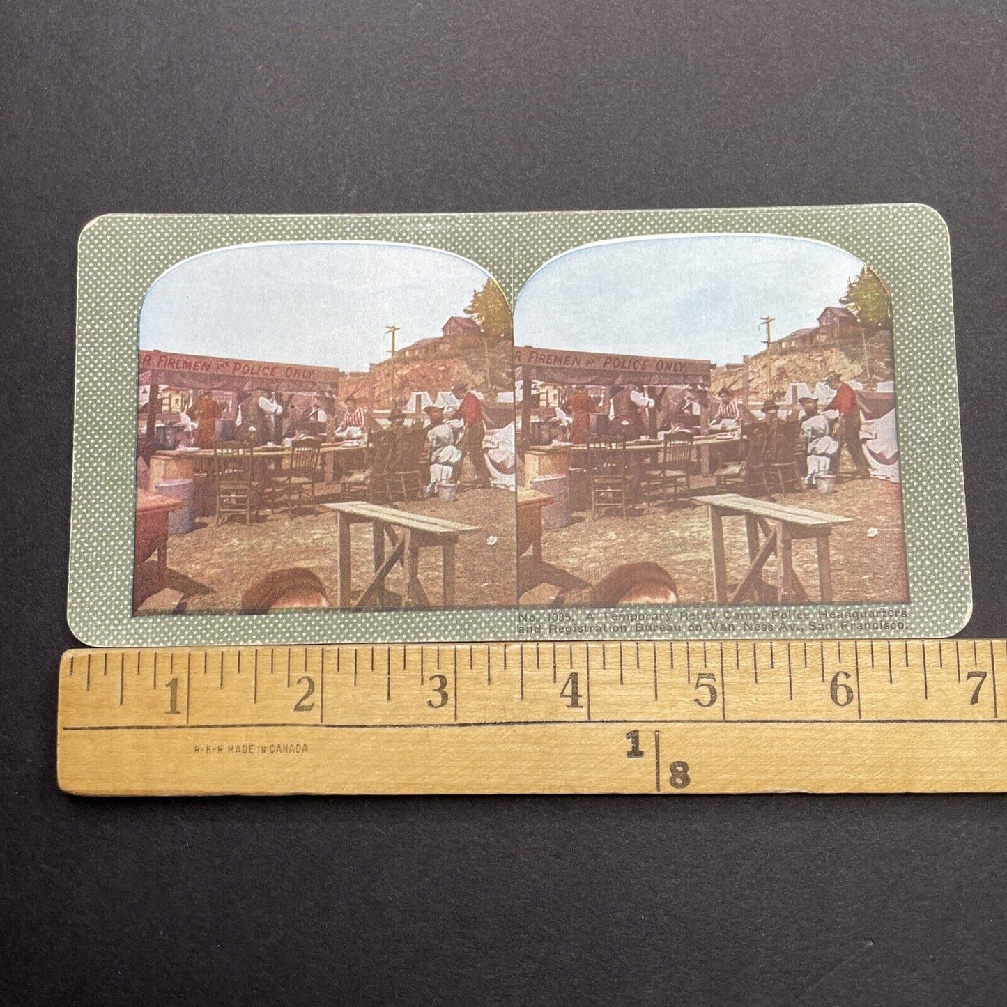 Antique 1910s San Francisco Earthquake Police Camp Stereoview Photo Card 2300-34