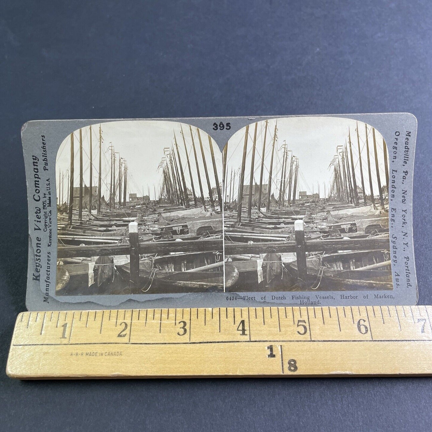 Antique 1905 Fishing Boats Marken Holland Netherland Stereoview Photo Card P2168