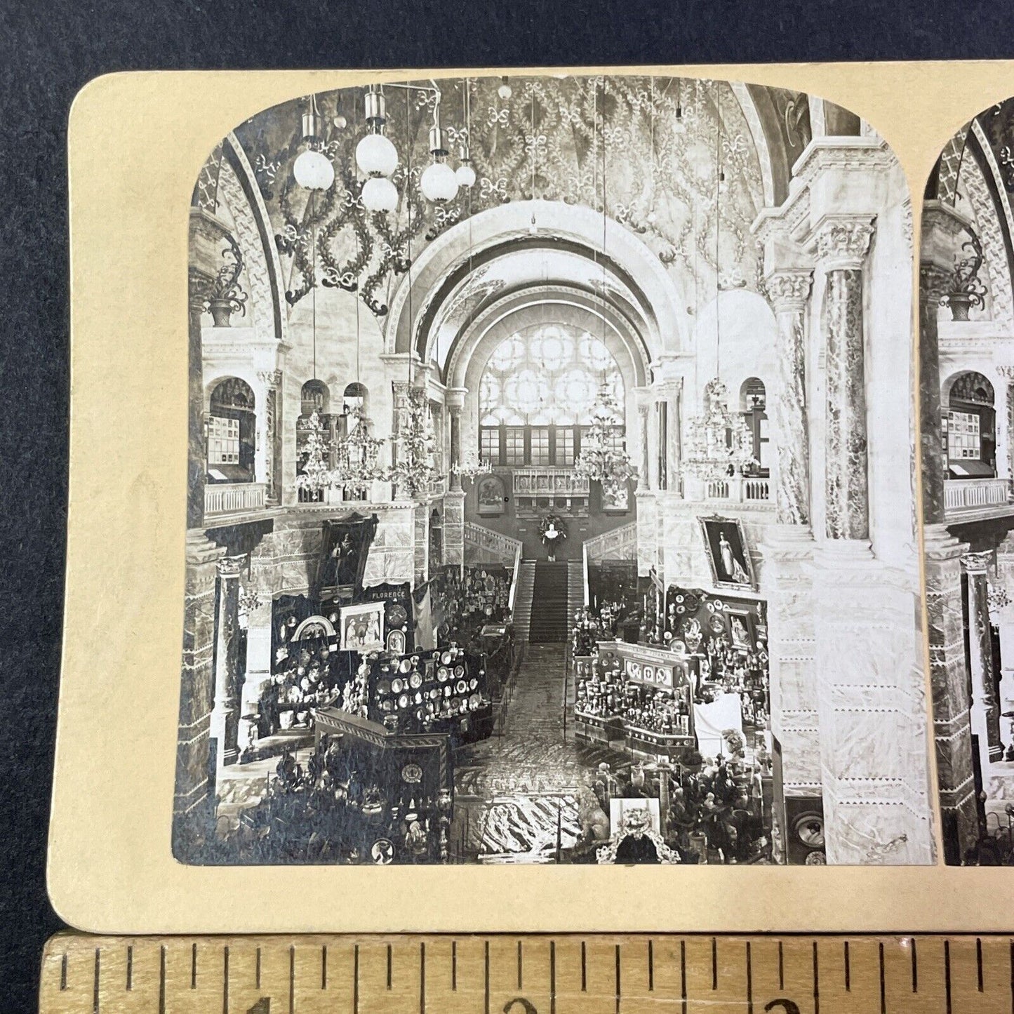 Royal Italian Pavilion Stereoview Paris France Photo Card Antique 1900 X848