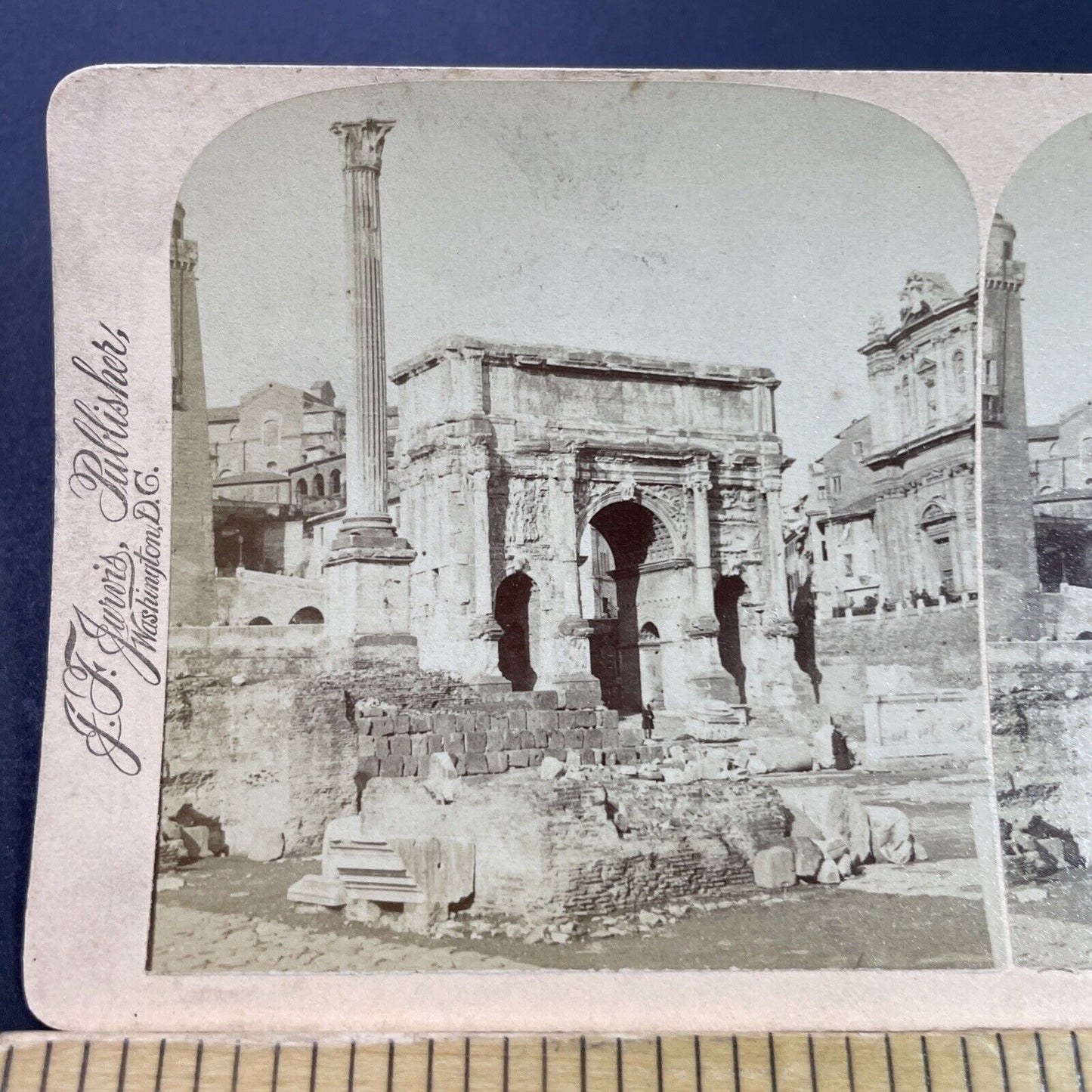 Antique 1890s Septimius Severus Arch Rome Italy Stereoview Photo Card P3787