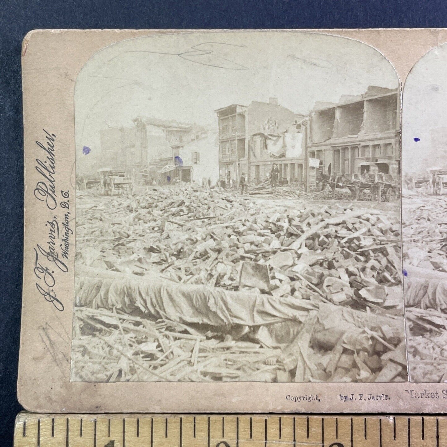 Louisville Kentucky F4 Tornado Disaster Stereoview Market St. Antique 1890 X3739