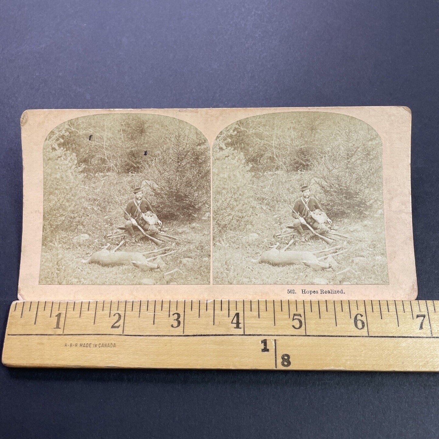 Antique 1880s New Hampshire Hunter Kills Deer Stereoview Photo Card P3514